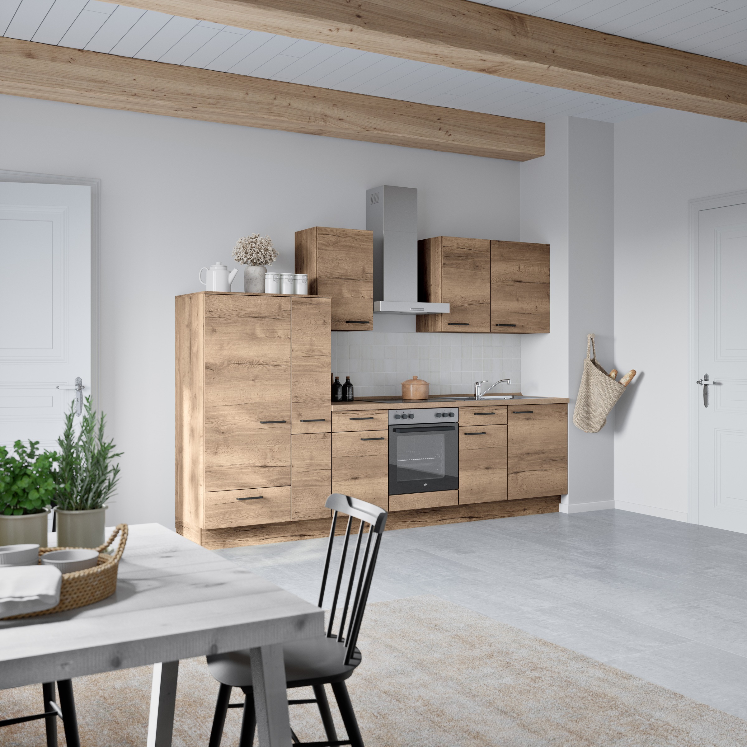 nobilia® Küchenzeile »"Structura I"«, vormontiert, Ausrichtung wählbar, Breite 300 cm, wahlw. mit E-Geräten