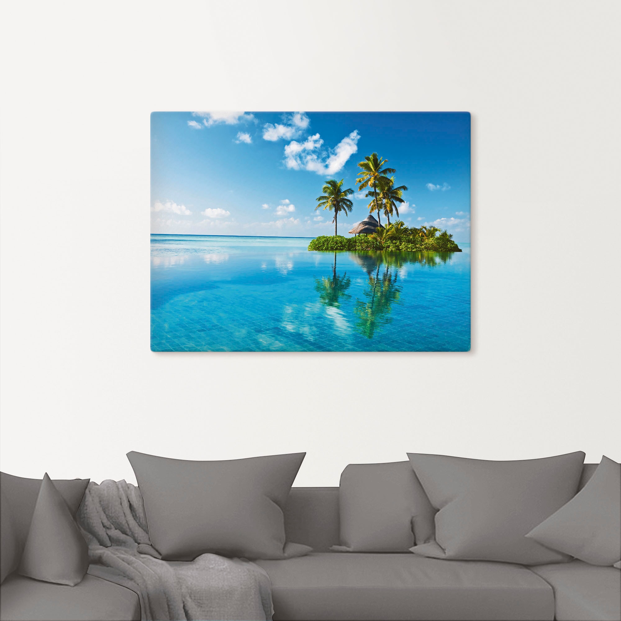 Artland Wandbild »Tropisches Paradies - Insel Palmen Meer«, Amerika, (1 St.), als Alubild, Outdoorbild, Leinwandbild, Poster, Wandaufkleber