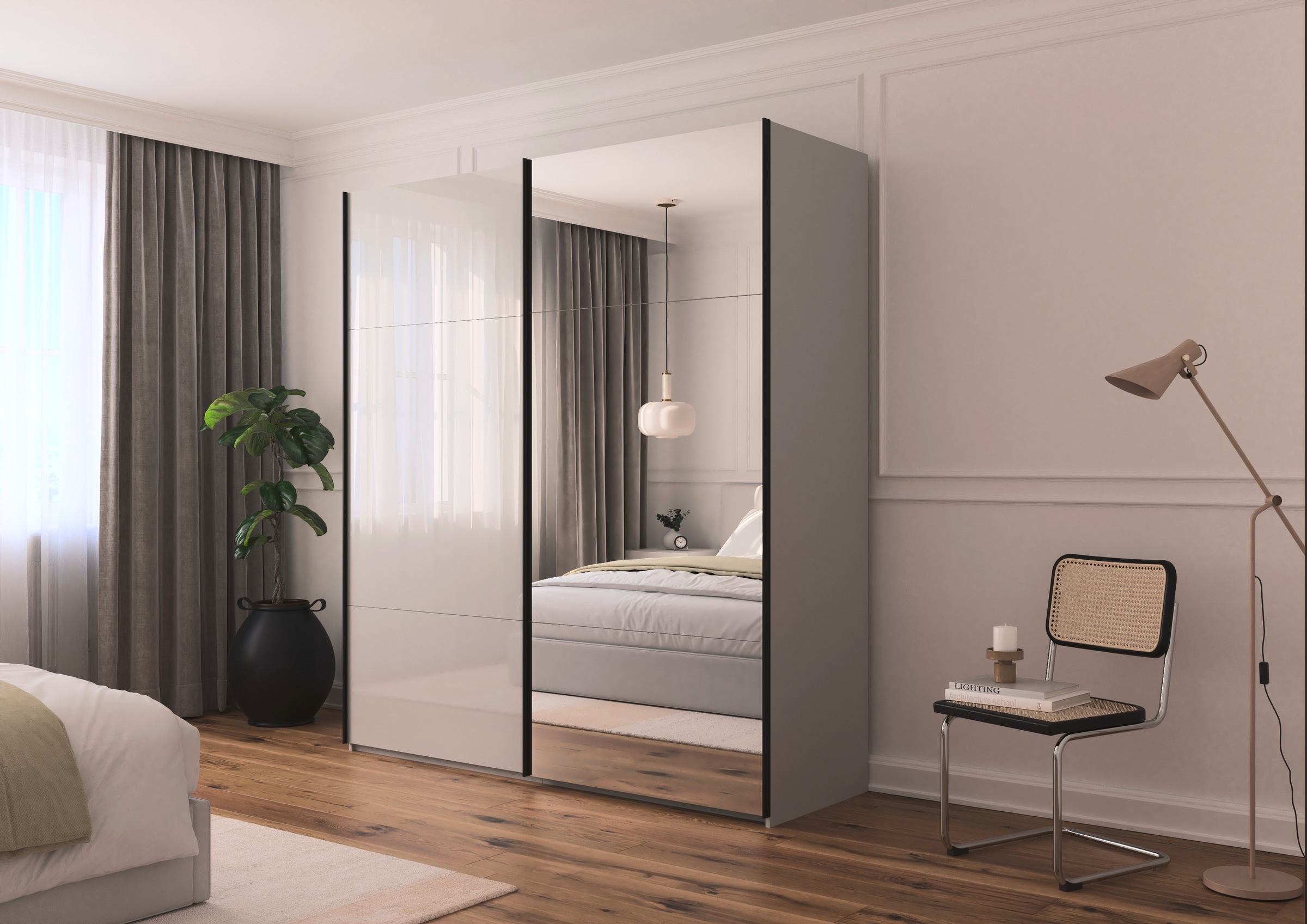 rauch Schwebetürenschrank »Kleiderschrank Schrank Garderobe Schlafzimmerschrank CONTIDO«, (in 3 verschiedenen Ausstattungen BASIC/CLASSIC/PREMIUM), aus hochwertigem Material in 6 Breiten 2 Griff-Farben MADE IN GERMANY