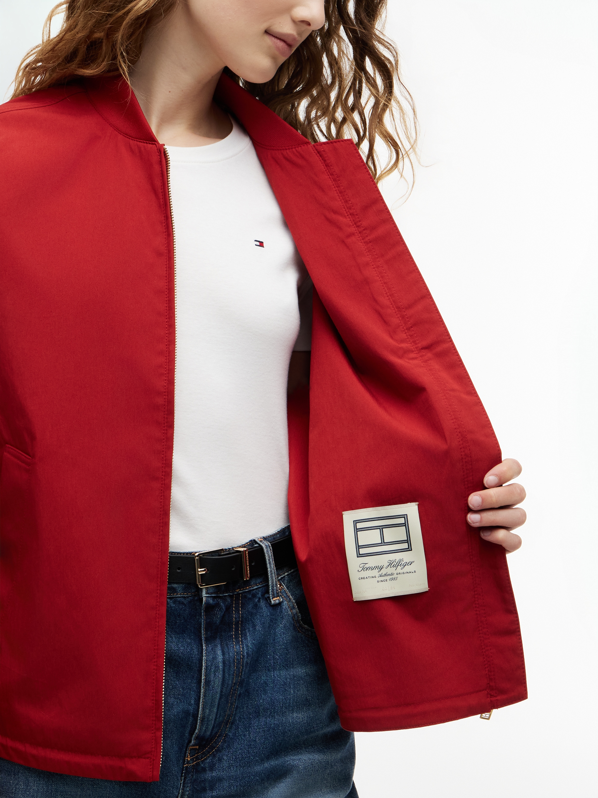 Tommy Hilfiger Bomberjacke »COTTON BOMBER« ohne Kapuze Baumwollmischung, mit Logostickerei