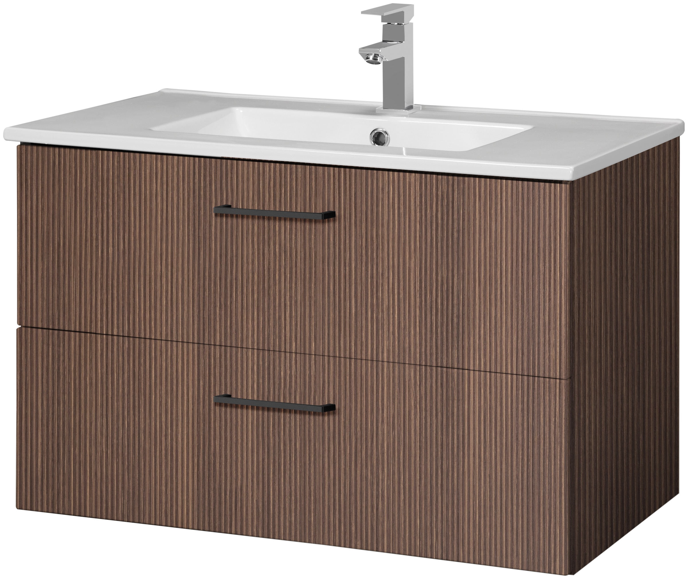 welltime Waschtisch »Trento Badezimmerschrank mit Becken Bestseller«, Badmöbel in Breite 80 cm, Waschplatz mit 2 Schubladen, Badschrank