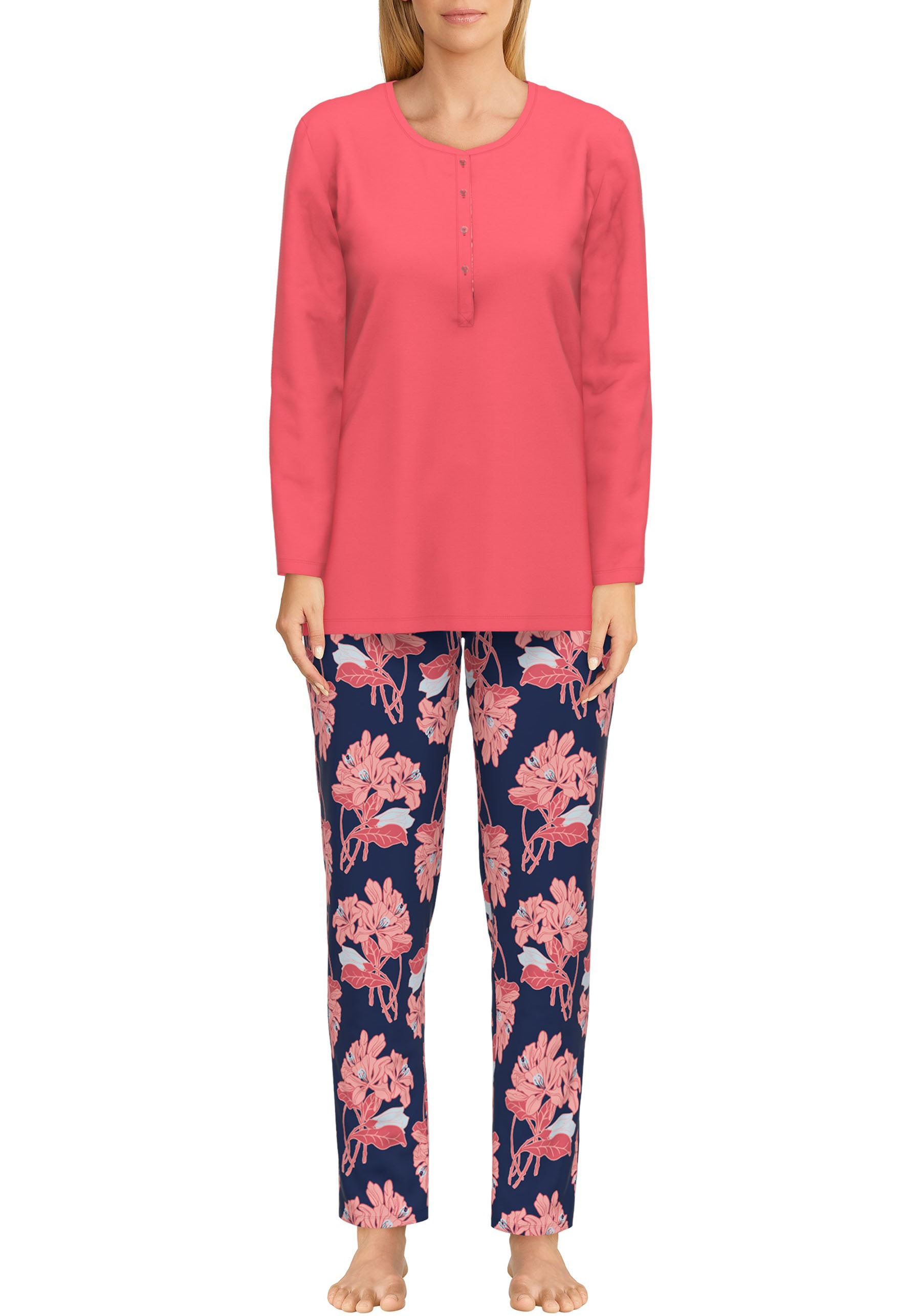 GÖTZBURG Pyjama "Herbstblume", (2 tlg.), Knopfleiste, Langarm, Rundhalsauss günstig online kaufen