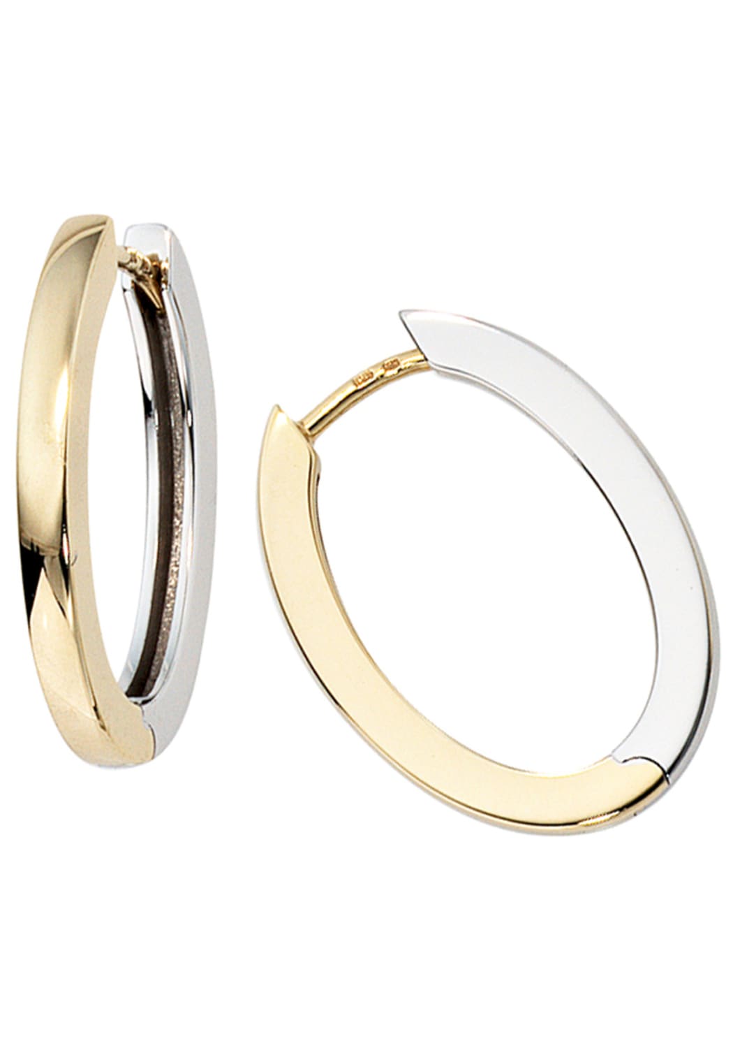 JOBO Paar Creolen, oval 585 Gold bicolor