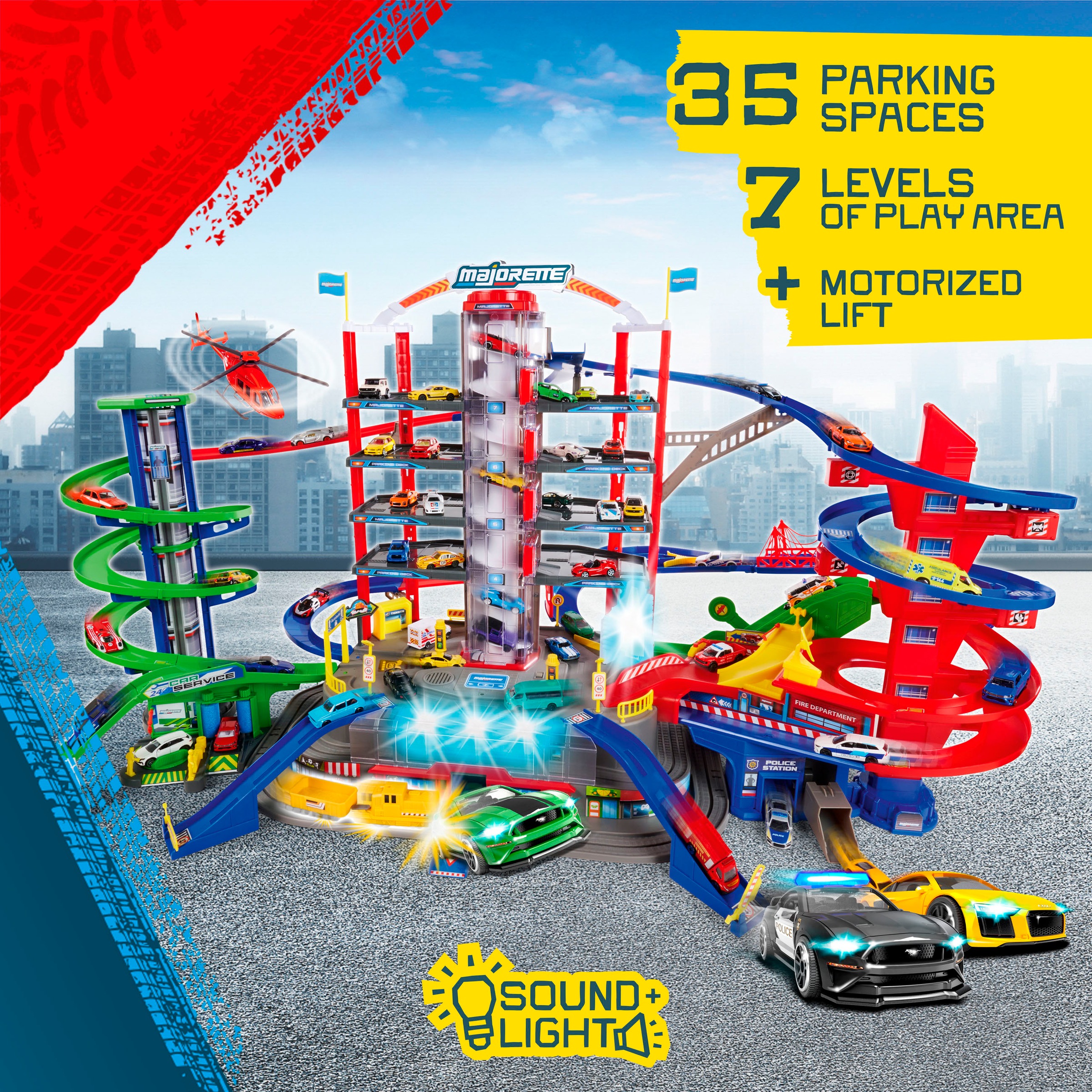 Spiel-Parkhaus MAJORETTE "City Garage", bunt, Fahrzeug-Spielwelten, KinderB:128cm H:73cm T:78cm, Kunststoff, mit Licht und Sound, B:128cm H:73cm T:78cm 4
