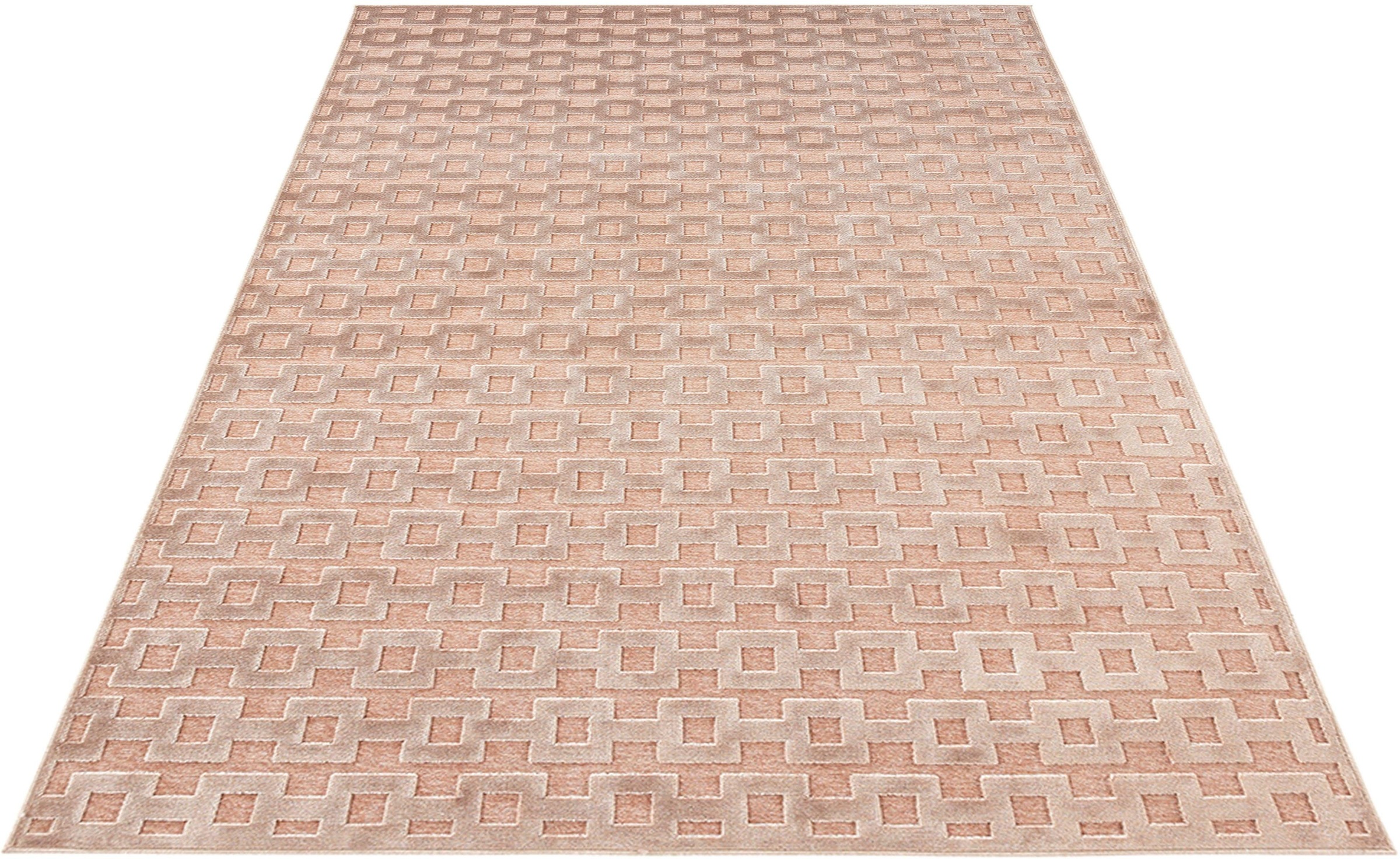 HANSE Home Teppich »Bouton«, rechteckig, 4 mm Höhe, Viskose, Relief Optik, Hoch-Tief Struktur, Robust, Pflegeleicht