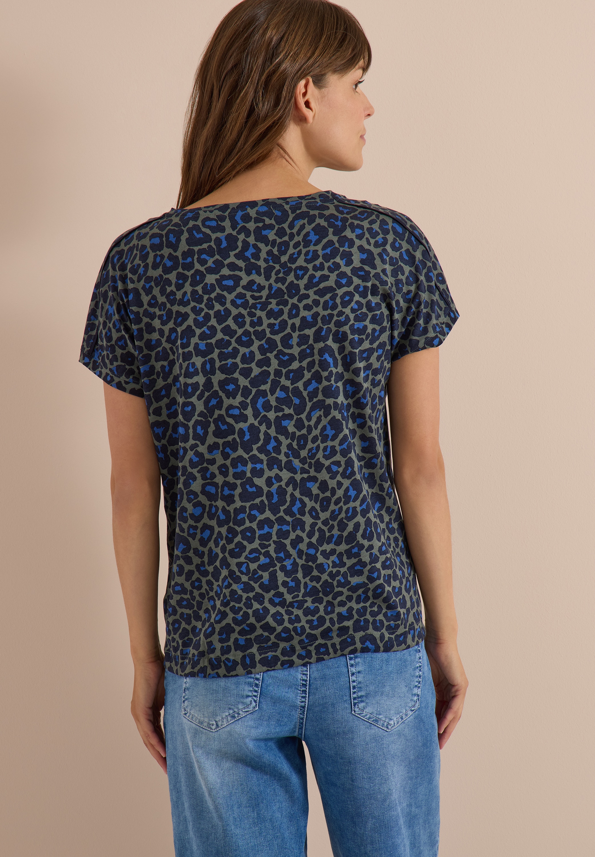 Cecil Print-Shirt U-Boot Ausschnitt, angeschnittene Ärmel
