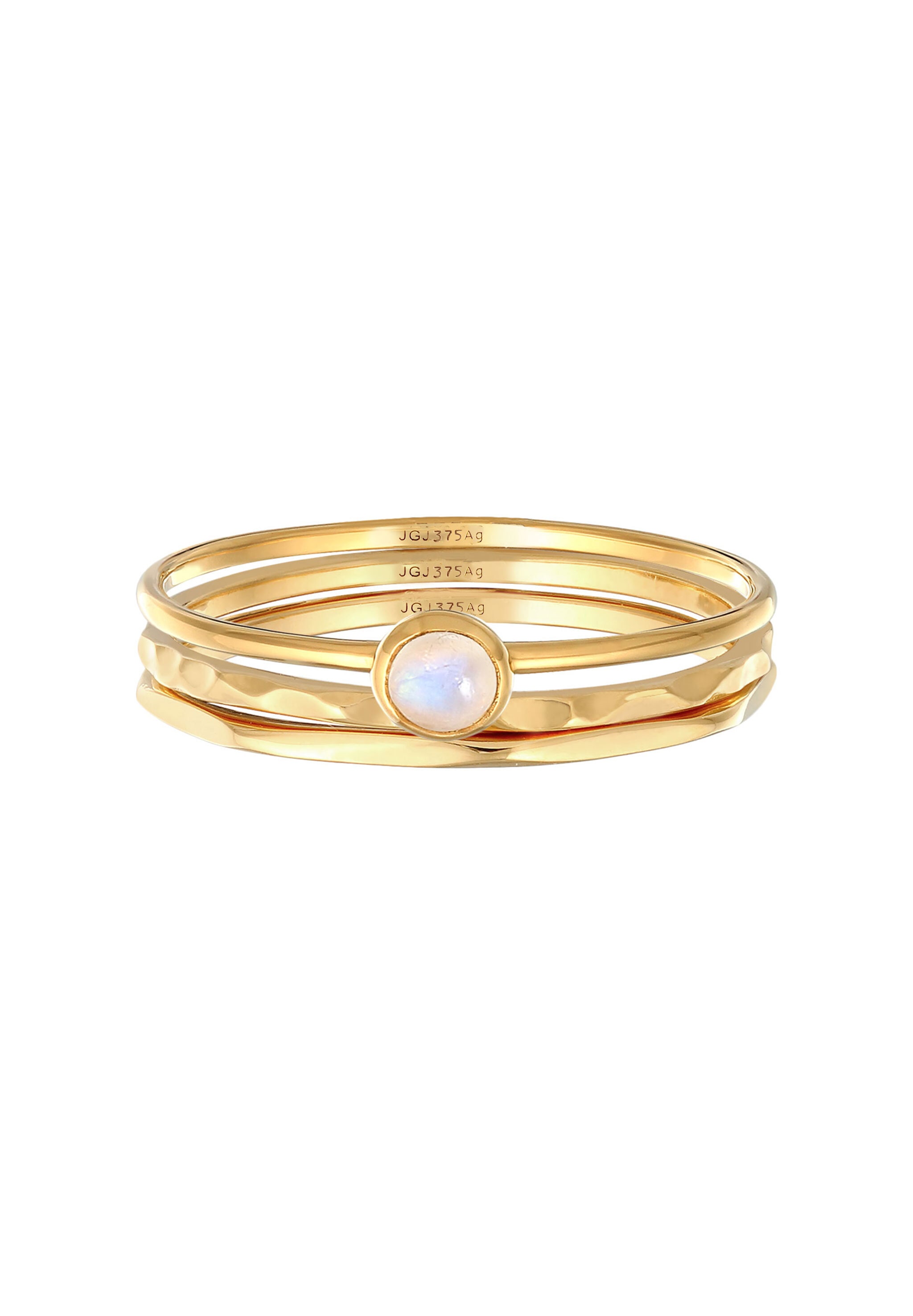 Elli Premium Solitärring »Solitär Mondstein 3er Ring Set 375 Gelbgold«