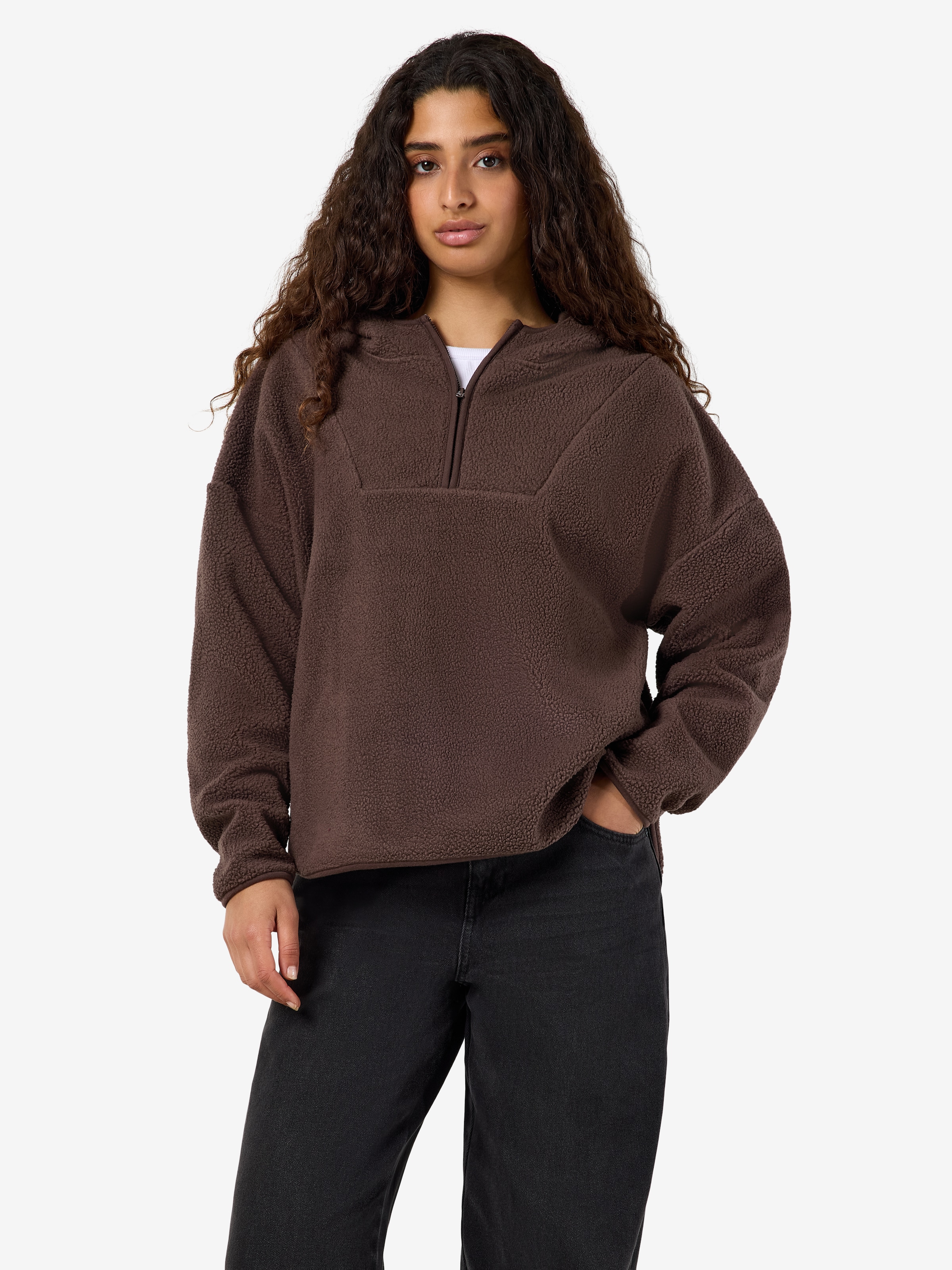 Noisy may Fleecepullover »NMCOZY L/S HALFWAY ZIP SWEATER JRS NOOS«, Polyester, relaxed fit
