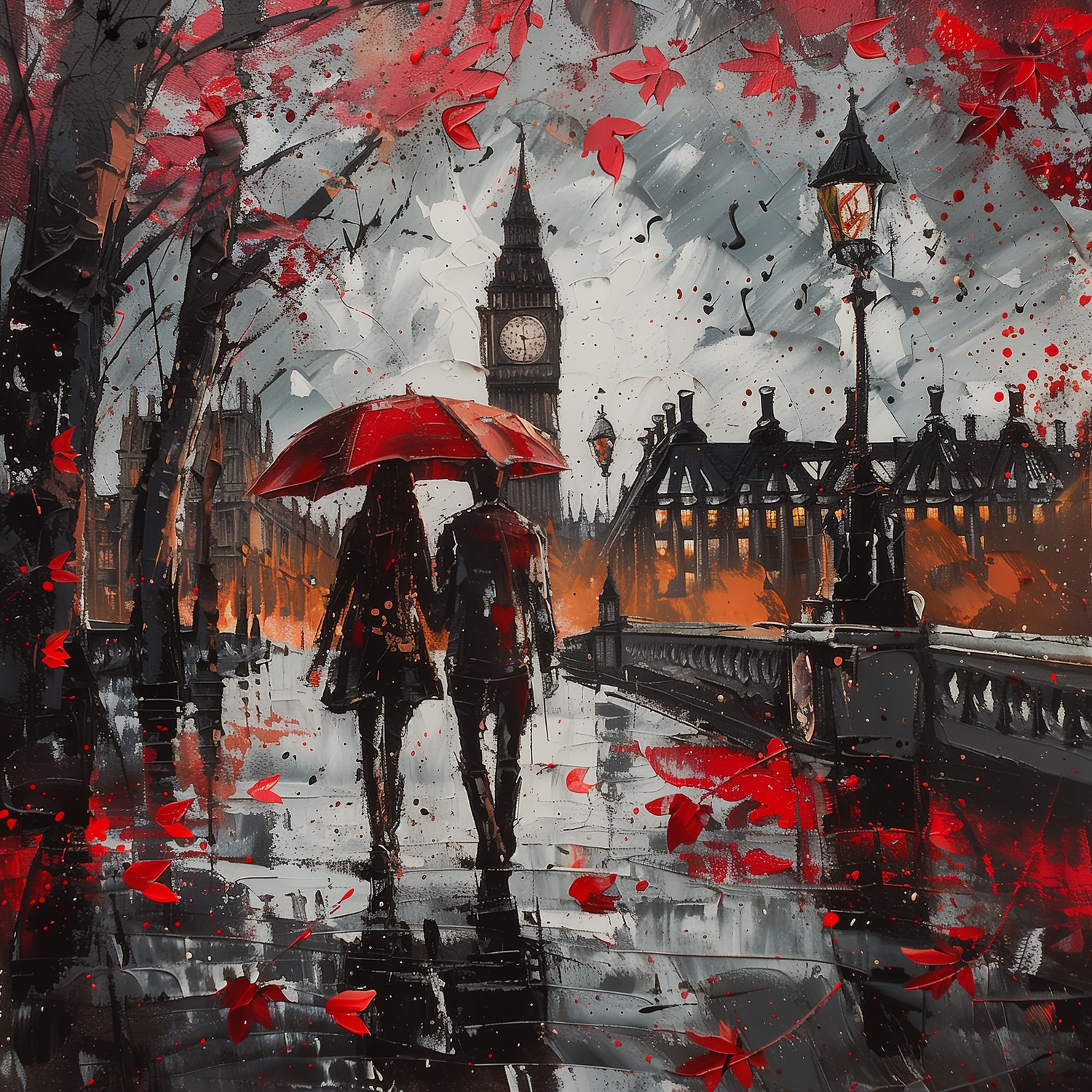queence Leinwandbild »Ein Herbsttag in London«, (1 St.), Premium-Leinwandstoff, Handarbeit aus Deutschland