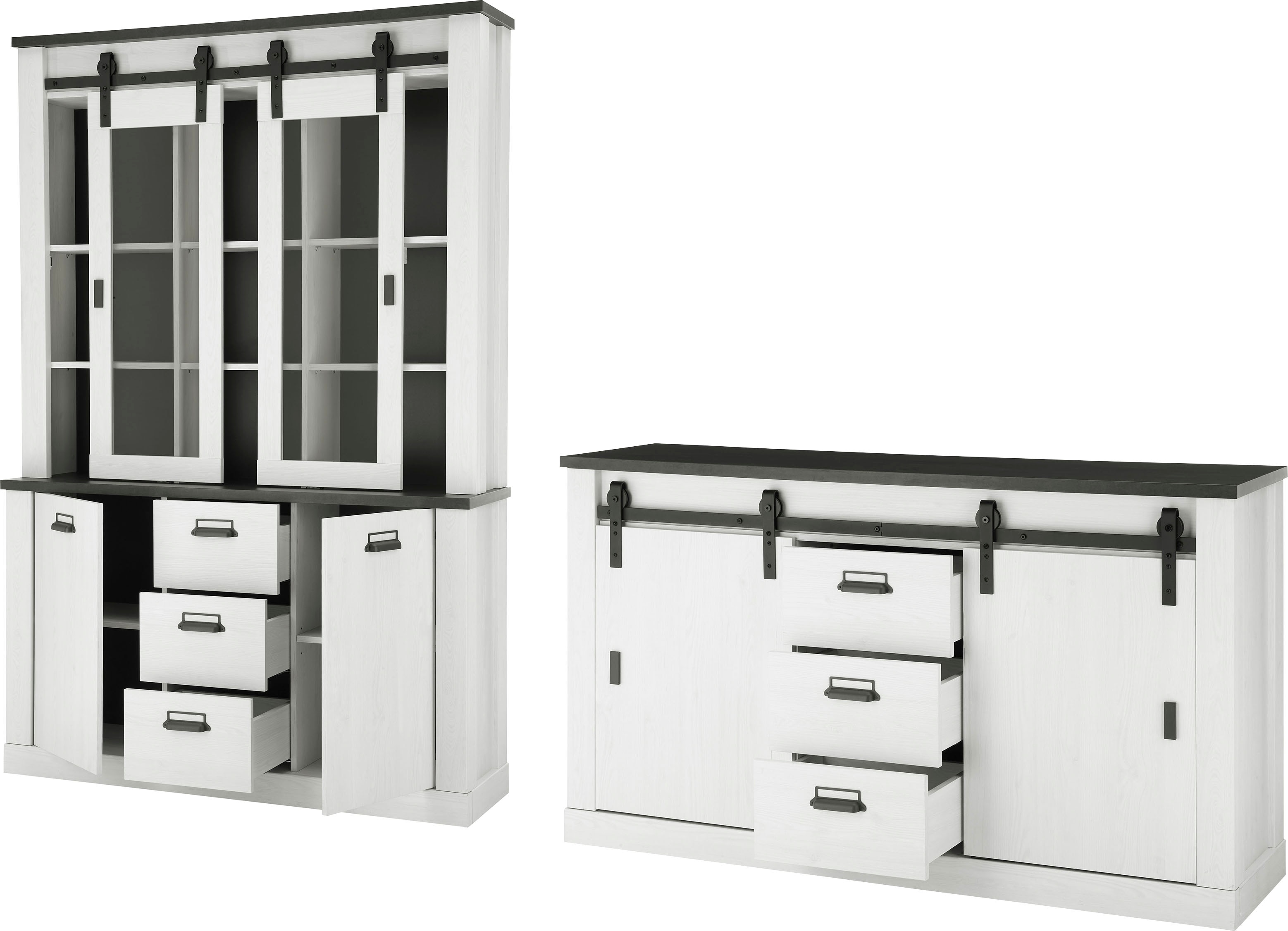 Home affaire Wohnwand "Sherwood, Anbauwand im Industrial-Style, Komplettset, Wohnzimmer-Set" 2 Stk. tlg.