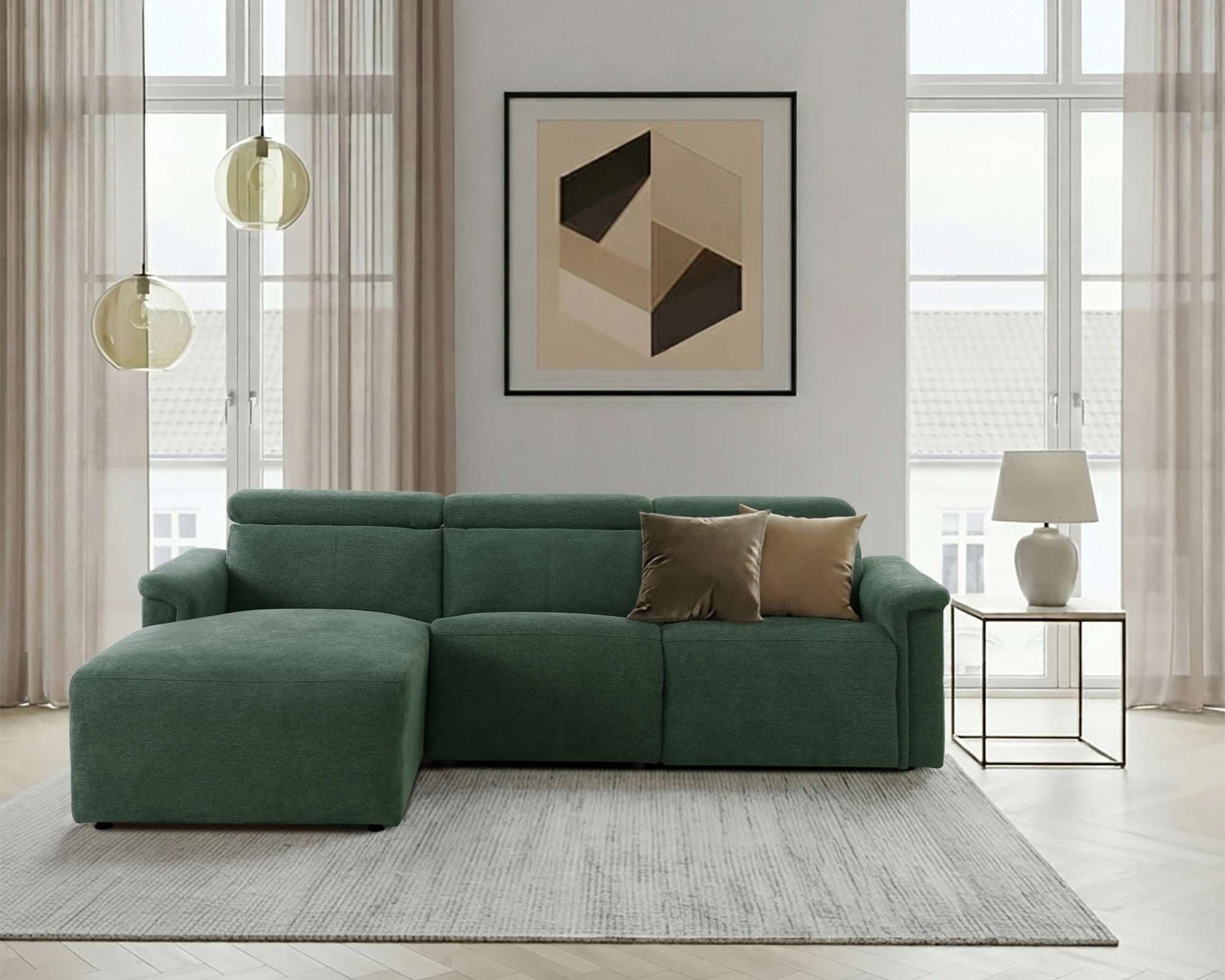 OTTO home Ecksofa »LUND, Struktur-Bezug, L-Form, 258cm, man./elektr. Relaxfunktion (USB)« USB-A/C bei elektrischer Variante und Kopfteilverstellung