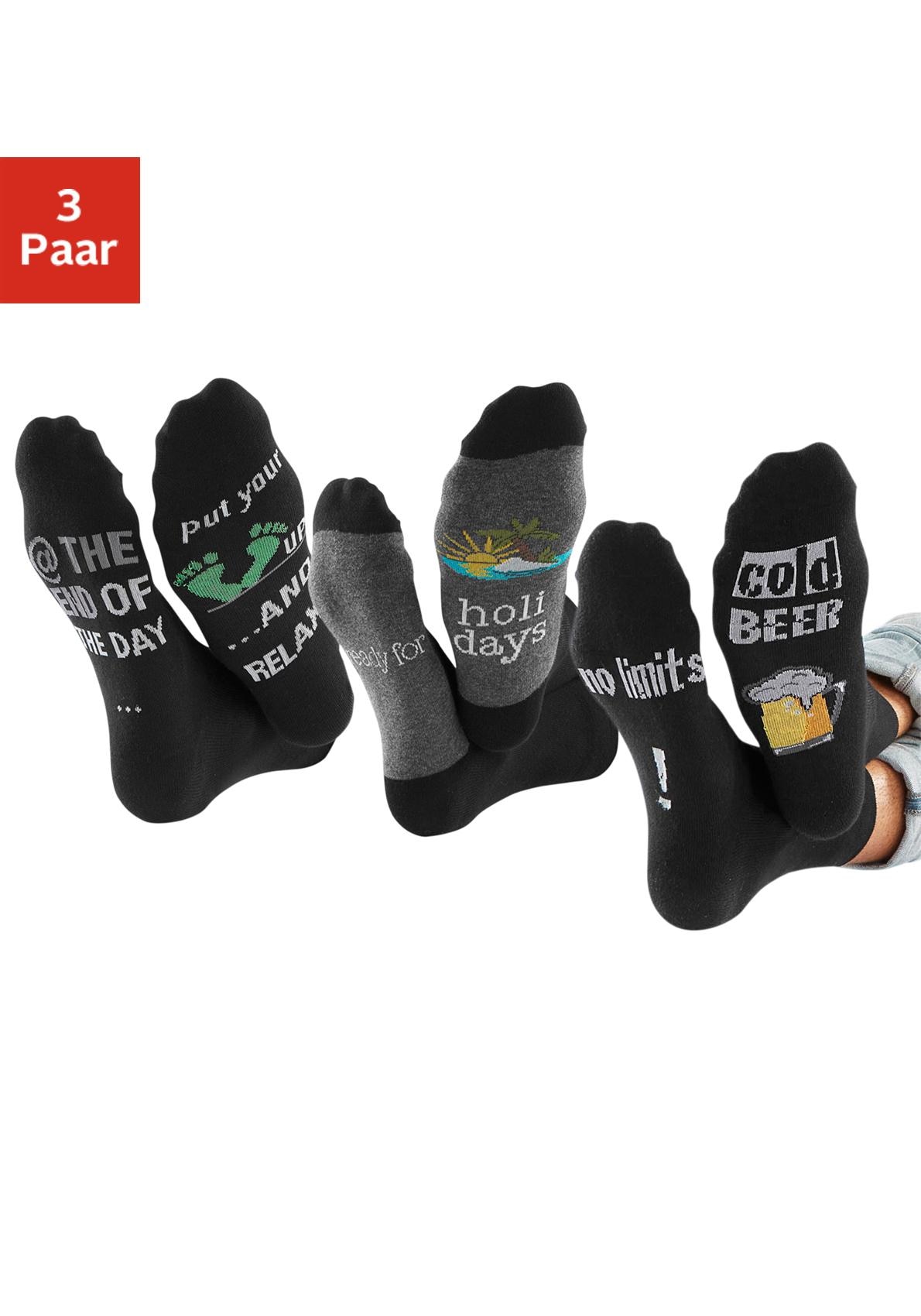 H.I.S Socken Packung, 3 Stk. tlg. mit Bier Print günstig online kaufen