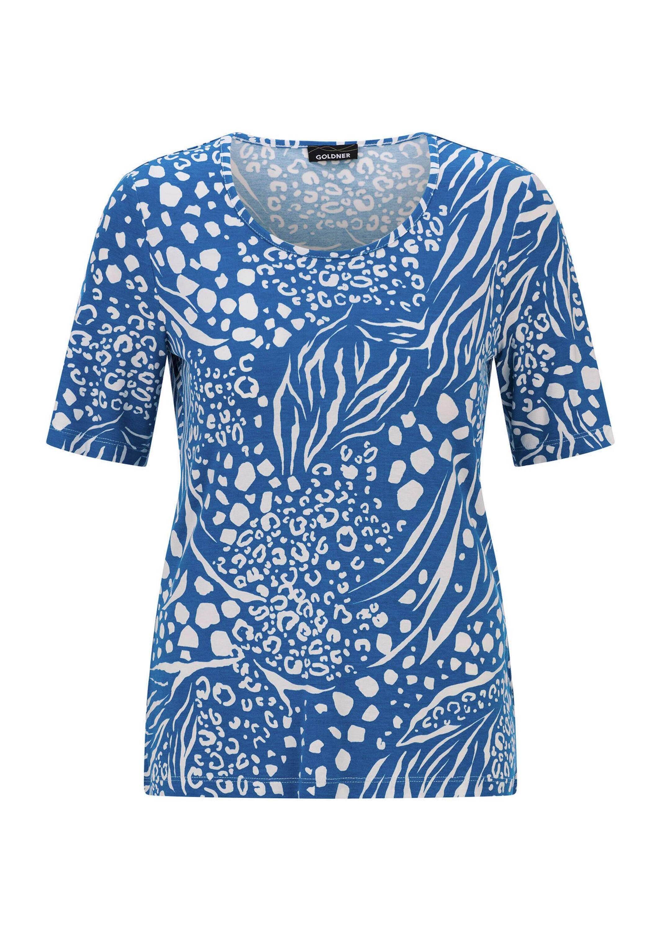 GOLDNER Kurzarmshirt "Viskoseshirt in modischem Animal Print" stretchbequemer Viskosejersey