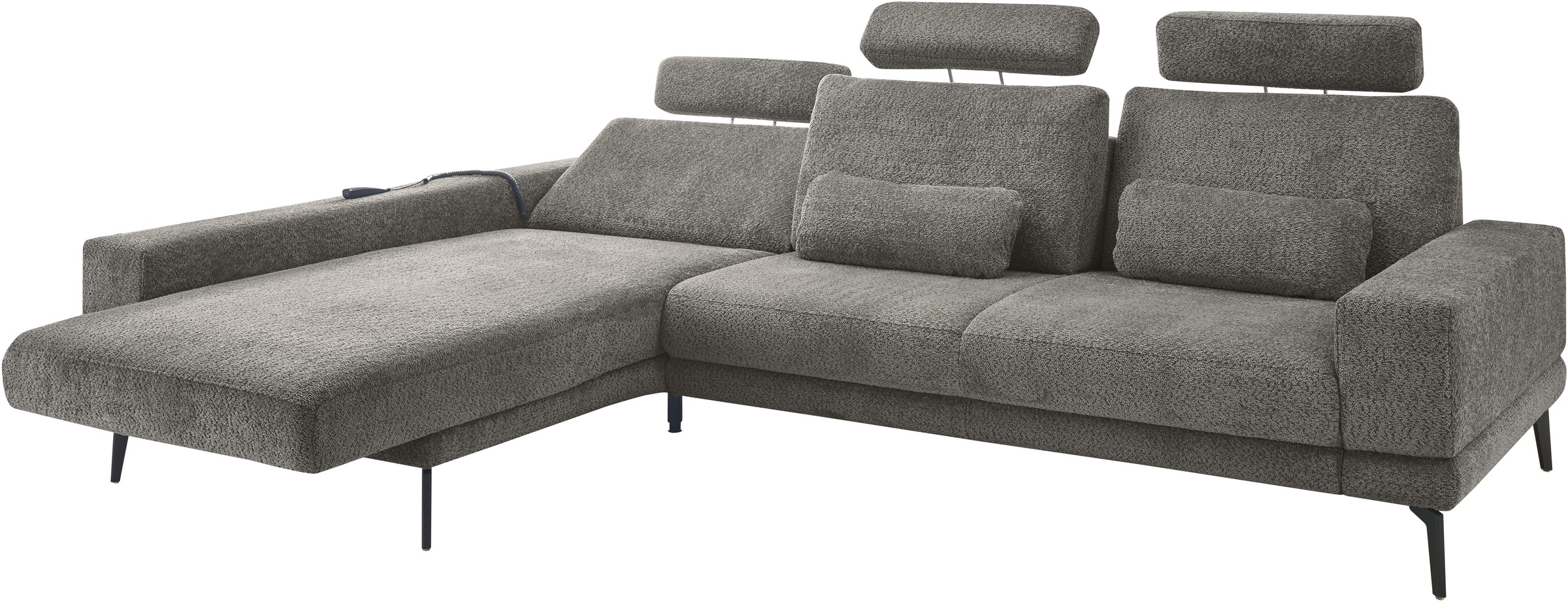 set one by Musterring Ecksofa »SO 3600, inkl motor. Sitztiefenverstellung, Kopfstützen, Nierenkissen« Sitzhöhe 44 cm, Kaltschaum, Breite 293 x Tiefe 180 cm, Kama anthrazit