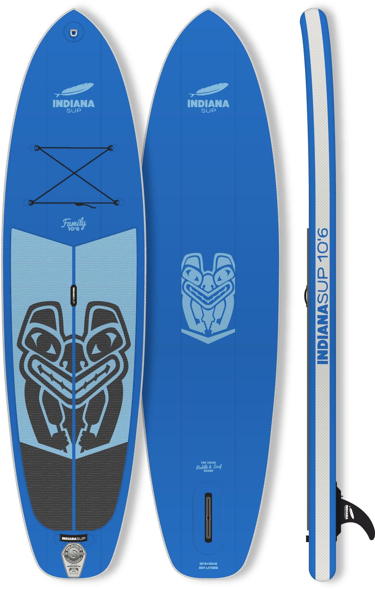 Indiana Paddle & Surf Inflatable SUP-Board »Indiana 10'6 Family Pack GREY«, (Set)