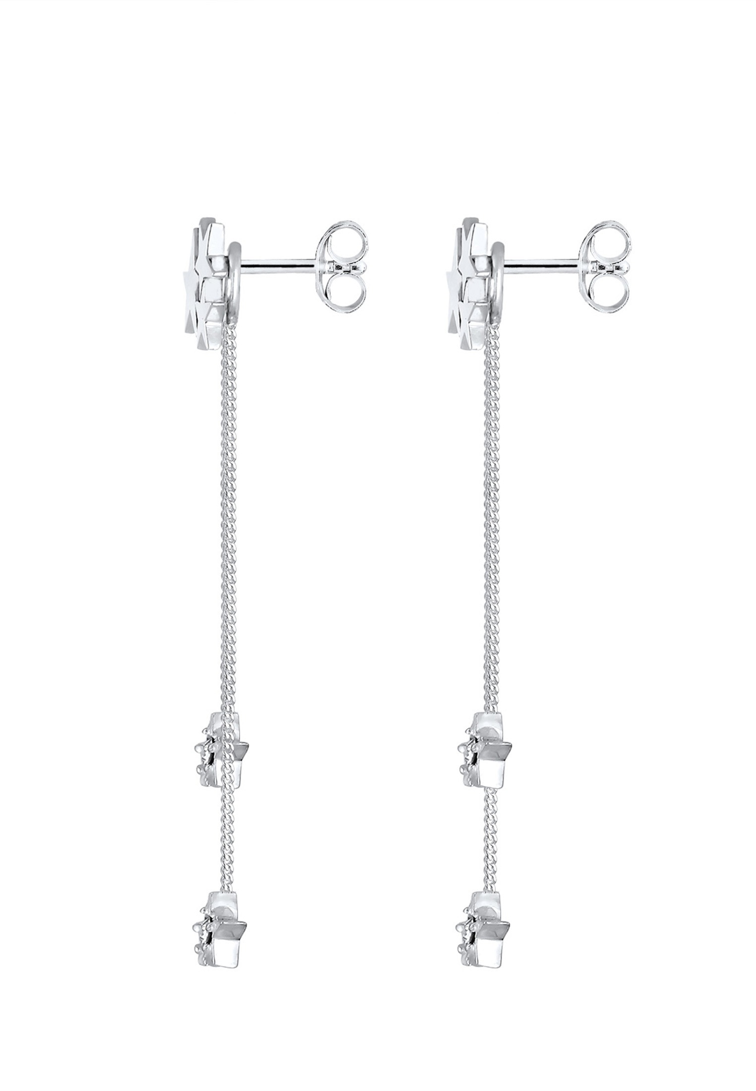 Elli Premium Paar Ohrhänger »Ohrringe Ohrhänger lang Stern Weiß 925 Sterling Silber, mit Kristallen von Swarovski®«