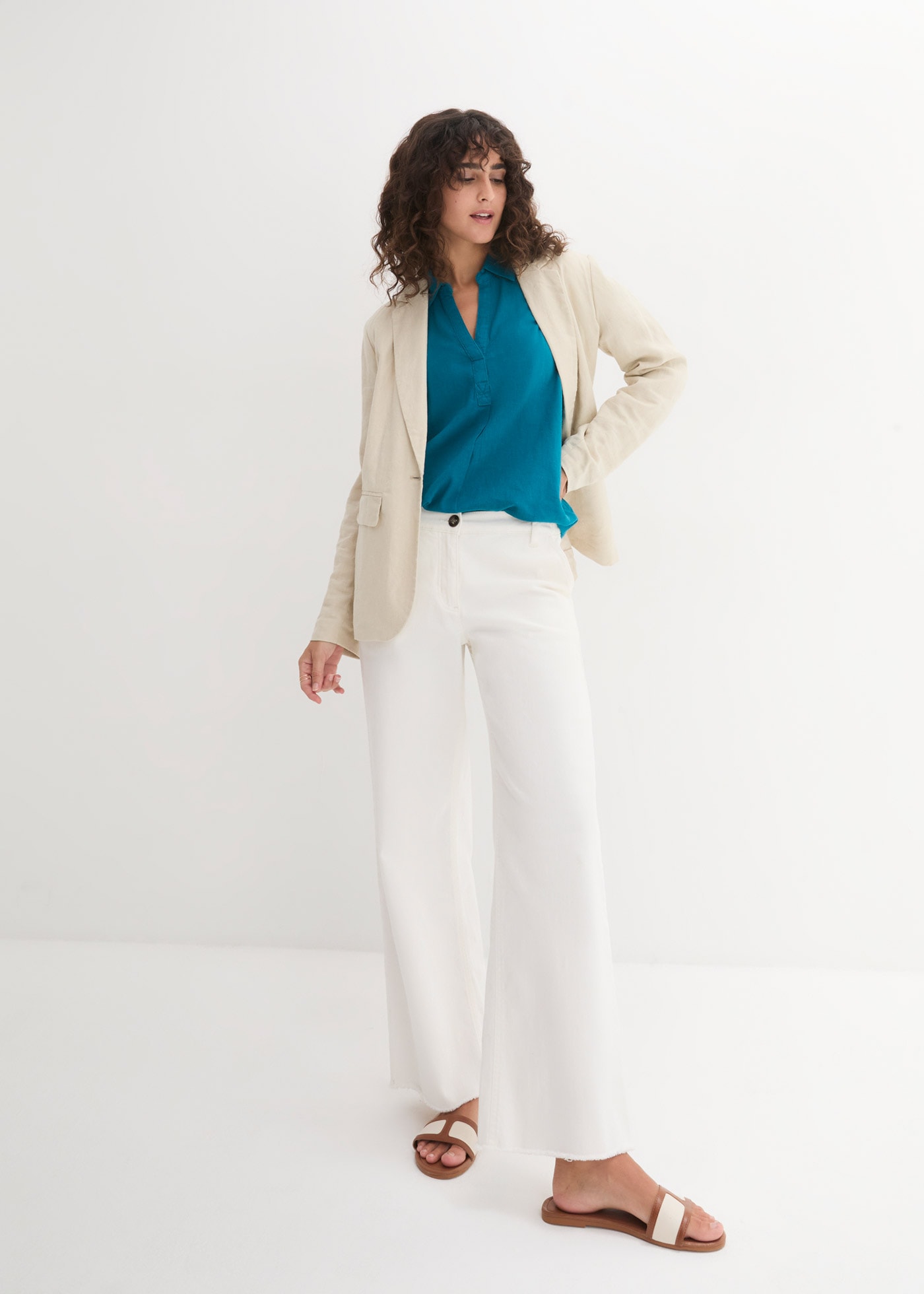 bonprix Langarmbluse »3/4-Arm Bluse mit Leinen«, 3/4-Arm Bluse mit Leinen
