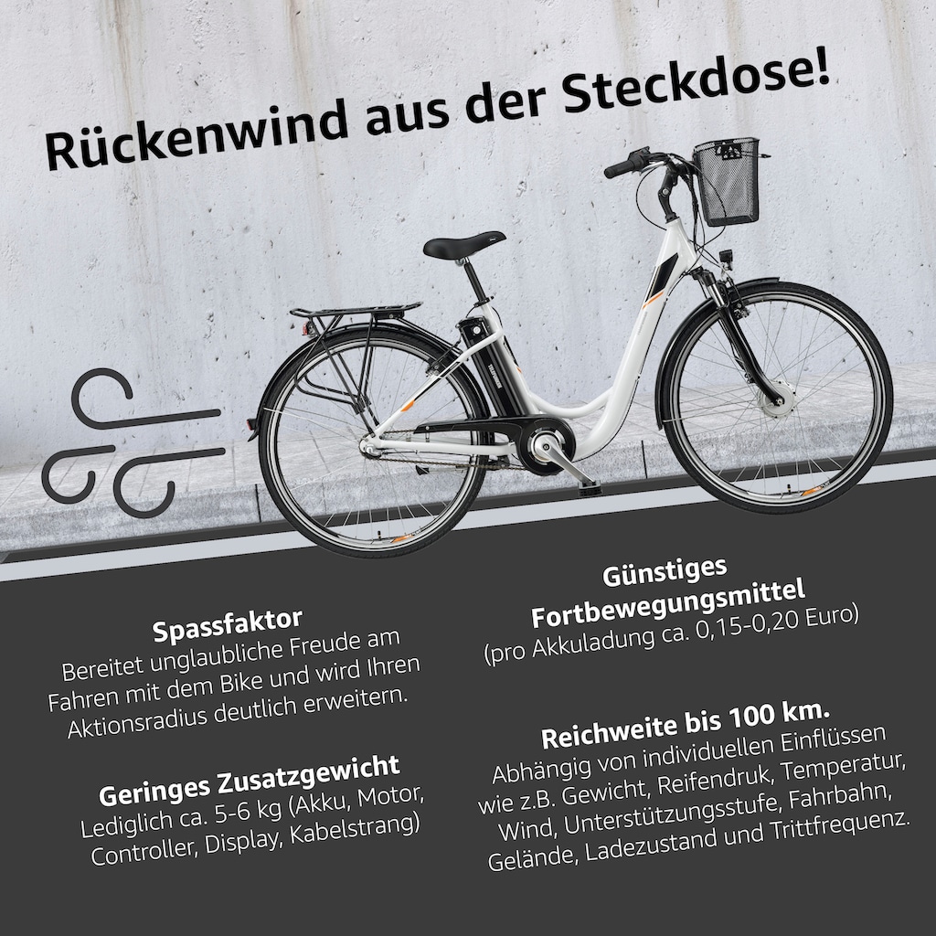 Telefunken E-Bike »Multitalent RC830«, 3 Gang, Shimano, Nexus, Frontmotor 250 W, mit Fahrradkorb