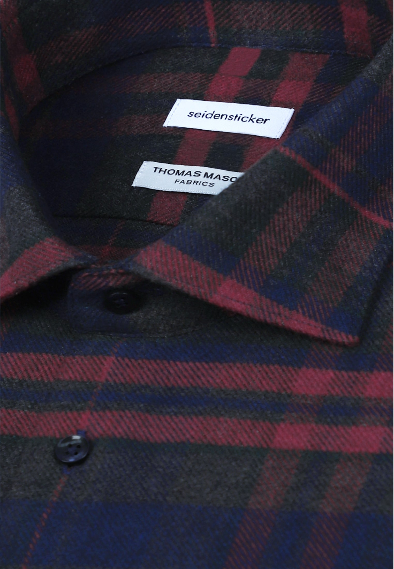seidensticker Flanellhemd »Schwarze Rose« Slim 1/1 Kentkragen Karo