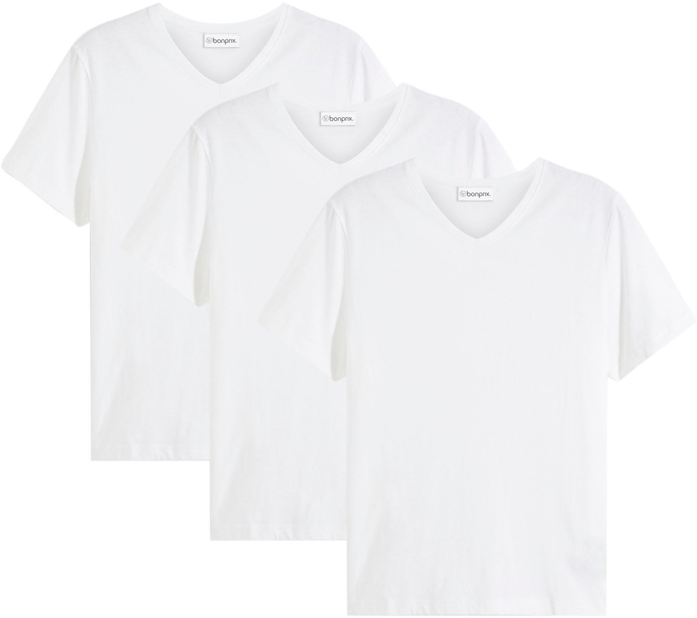 bonprix T-Shirt "T-Shirt mit V-Ausschnitt (3er Pack)" Packung, 3 Stk. Regular Fit, V-Ausschnitt, aus Baumwolle