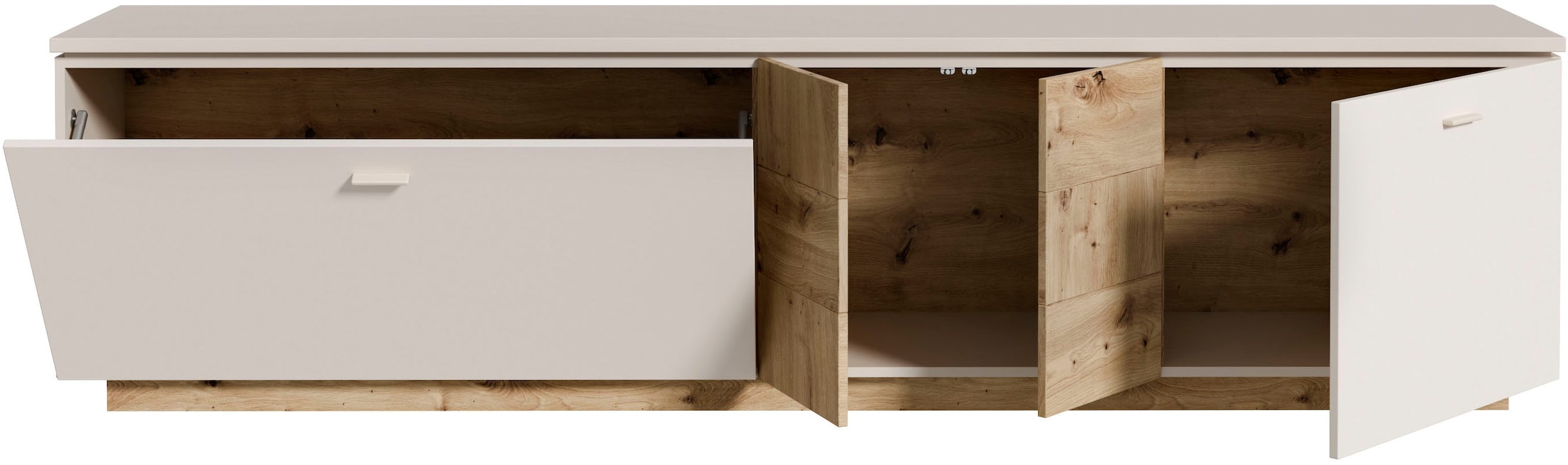 FORTE Lowboard »LouotoTV-Board, TV-Schrank«, TV Board, Metallgriffe, Stauraum, Soft Close, Breite 224,8cm