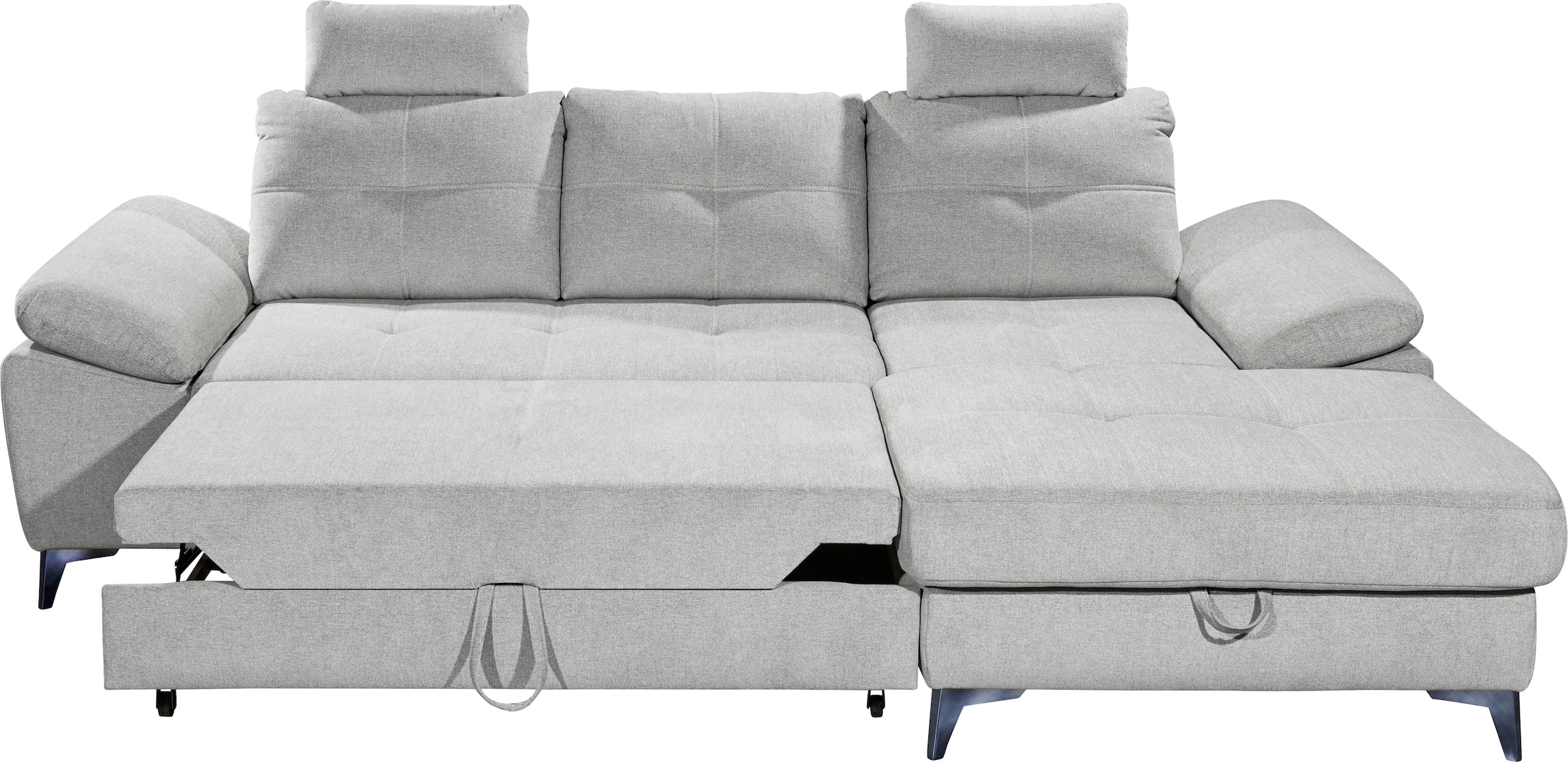 ED EXCITING DESIGN Ecksofa »Auckland L-Form mit Bettfunktion, Bettkasten«, Armteilverstellung, Kopfstützen & 2 Nierenkissen