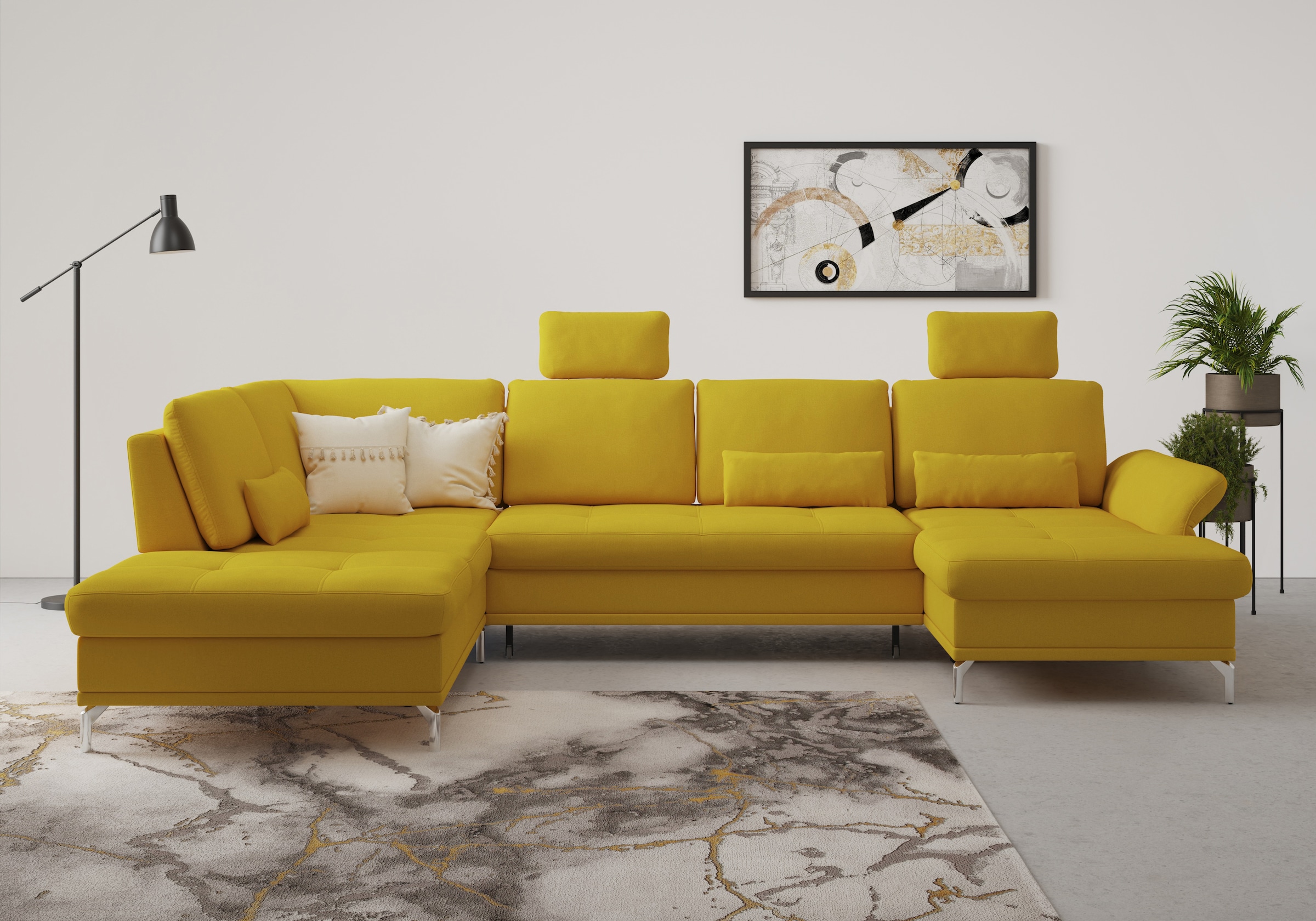 Home affaire Wohnlandschaft "Palm Beach U-Form" Federkern, mit Sitztiefenve günstig online kaufen