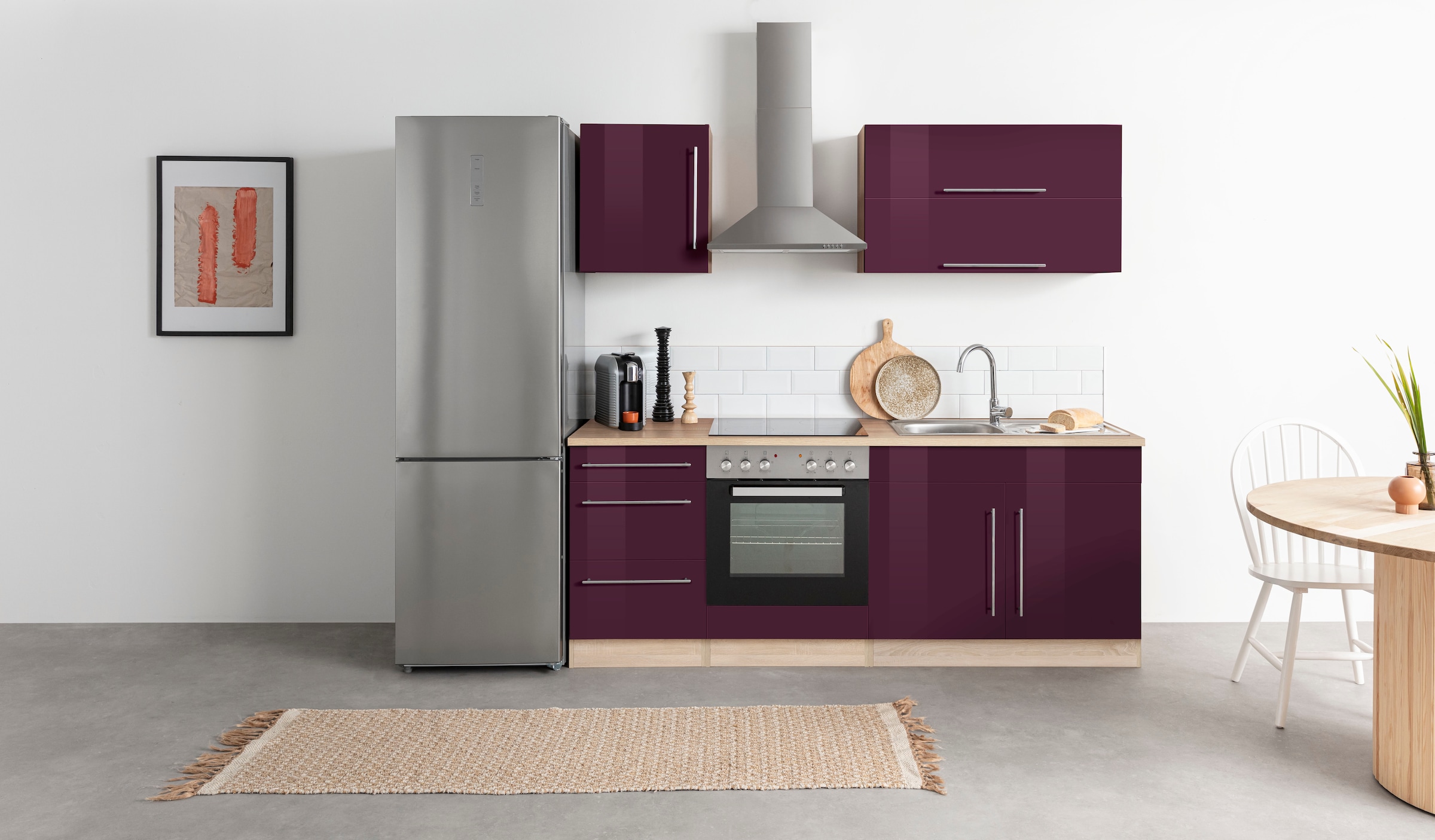 HELD MÖBEL Küchenzeile »Samos«, mit E-Geräten, Breite 210 cm mit  Stangengriffen aus Metall kaufen | BAUR