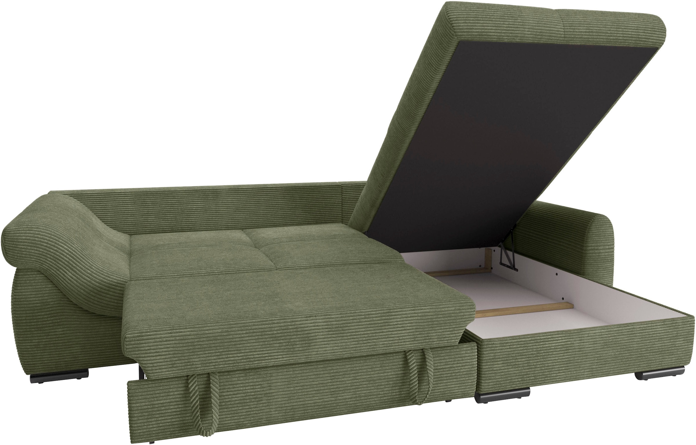 Mr. Couch Ecksofa »Livorno L-Form«, inkl. Hochschläfer-Bettauszug, XL-Bettkasten weiß beschichtet