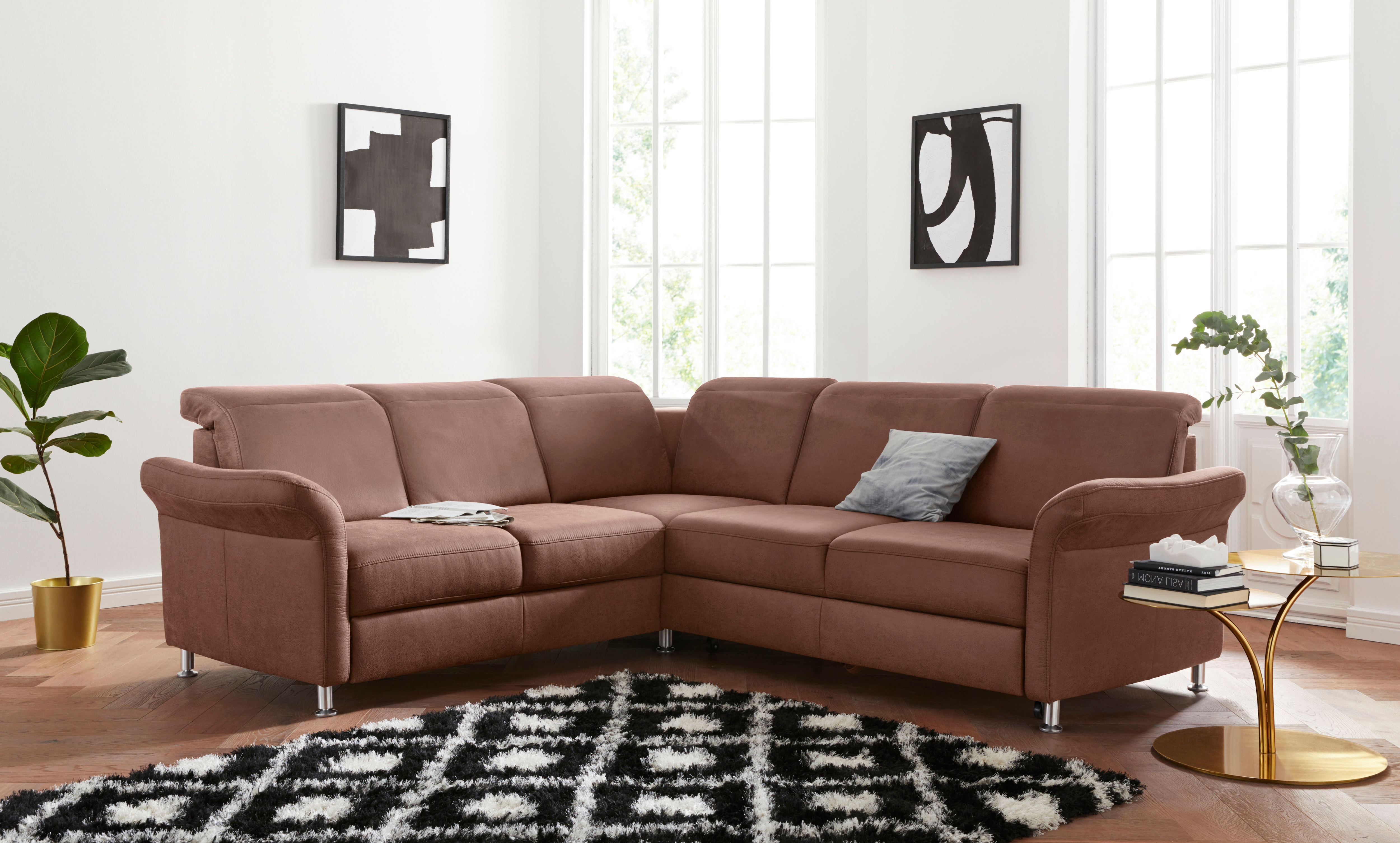 sit&more Ecksofa "Darwin L-Form" inklusive Federkern, wahlweise mit Kopfteilverstellung, Schlaffunktion