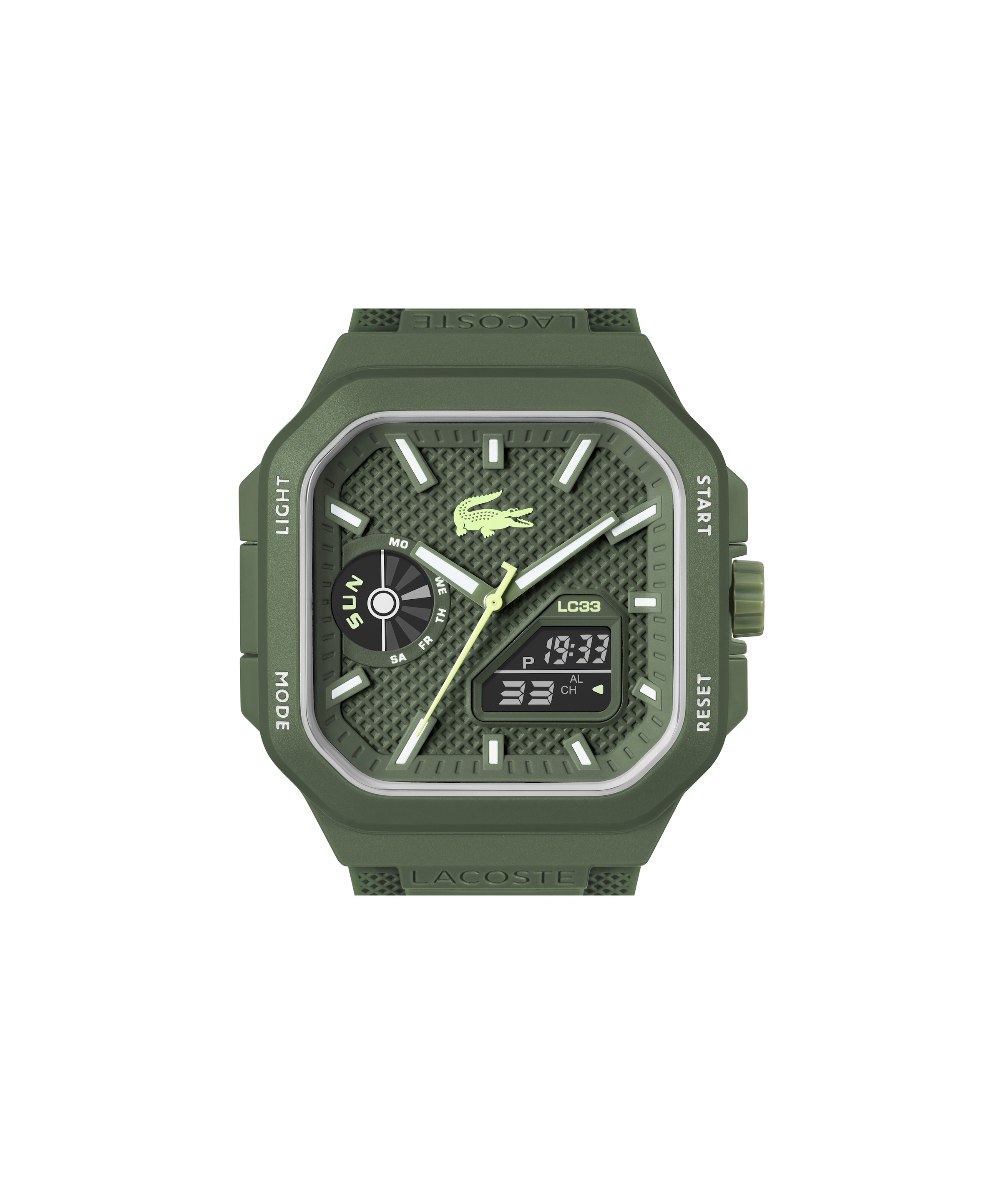 Lacoste Digitaluhr »LC33 SQUARE« Quarzuhr, Armbanduhr, Herrenuhr, Silikonarmband, digital, analog
