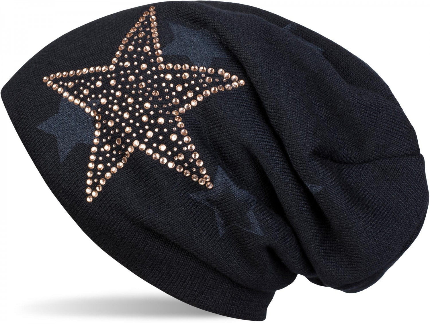 styleBREAKER Strickmütze "Feinstrick Beanie mit Strass Stern" 1 Stk.