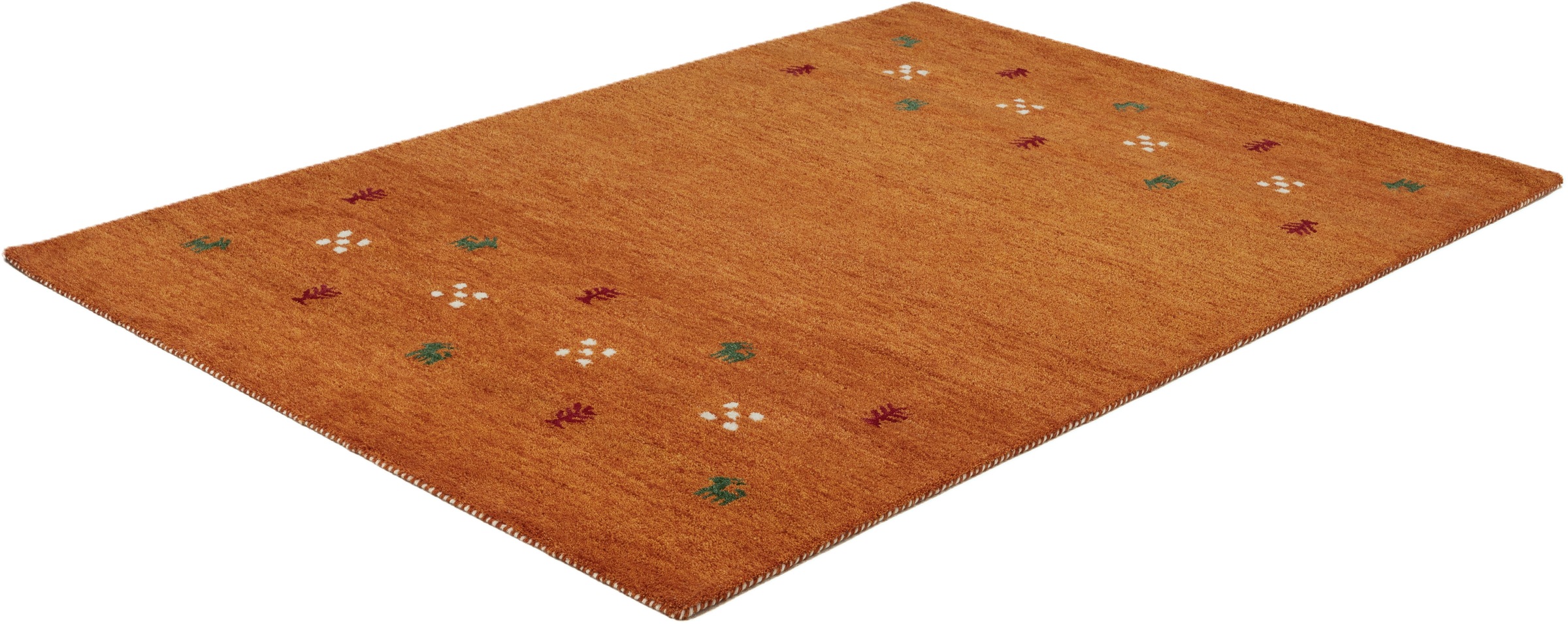 Wollteppich THEKO "Gabbeh Motiv, Handgefertigt, Teppich, Tiermotiv, reine Wolle" Gr. 1, orange (terra), B:40cm H:14mm L:60cm, Wolle, Teppiche, reine Wolle, Wohnzimmer, Schlafzimmer, Esszimmer 3