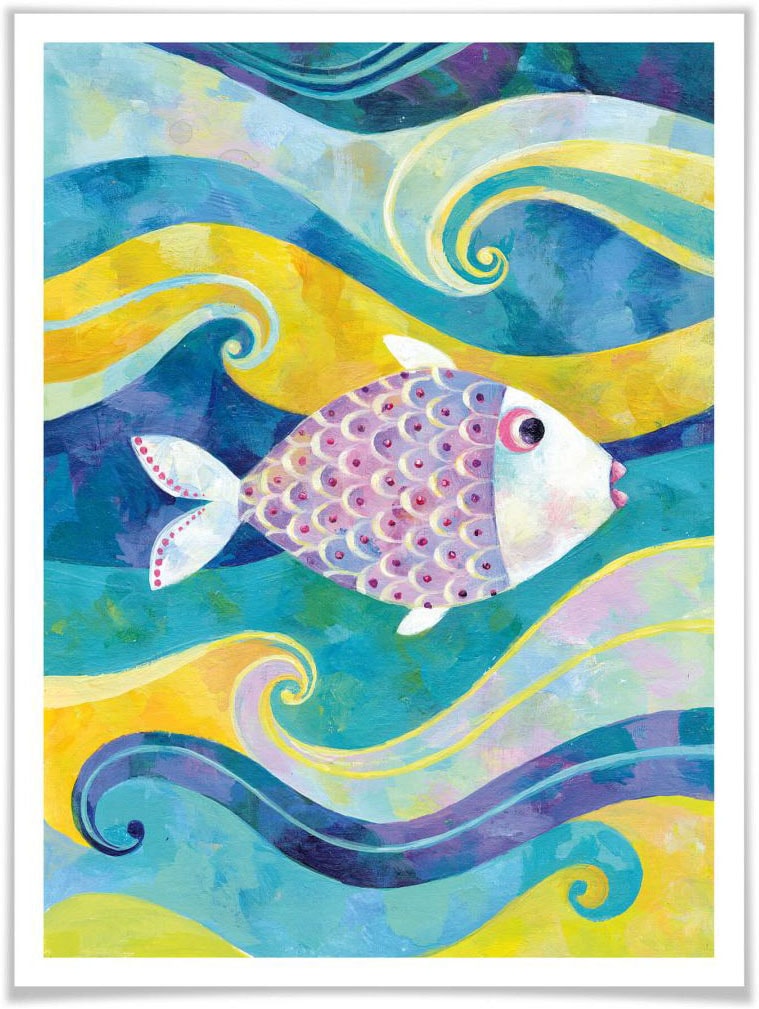 Wall-Art Poster »Märchen Wandbilder Der kleine Fisch«, Fisch & Meeresfrüchte, (1 St.), Poster ohne Bilderrahmen