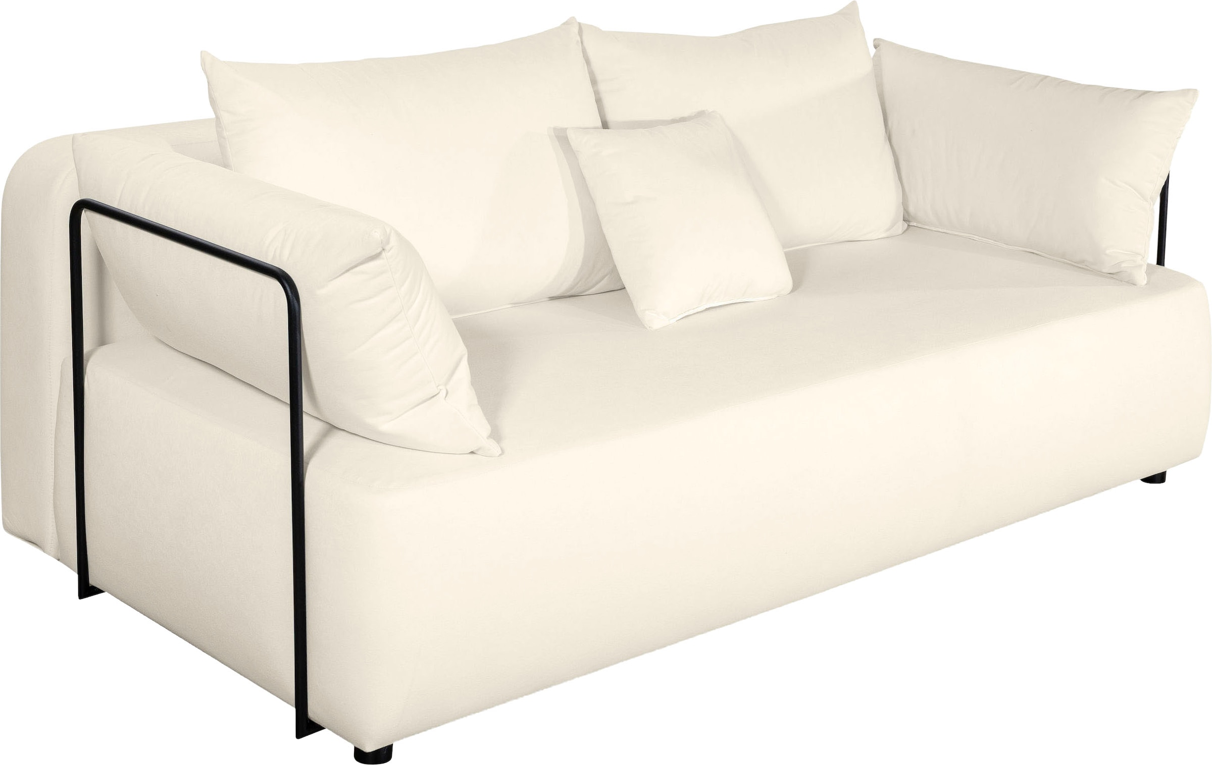 COLLECTION AB Schlafsofa »Maria, B: 191 cm, Liegefl. 143x190 cm« Schlaffunktion,Bettkasten,Bonnelfederkern,Moderne Armlehnen aus Metall