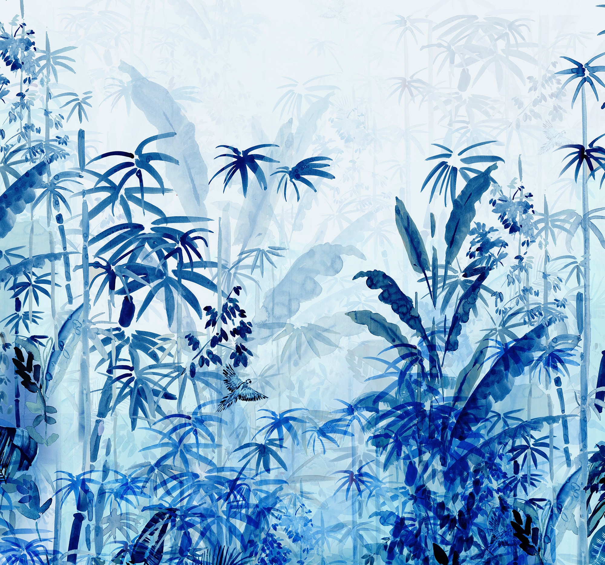Vliestapete »Blue Jungle«, 300x280 cm (Breite x Höhe), Vliestapete, 100 cm Bahnbreite
