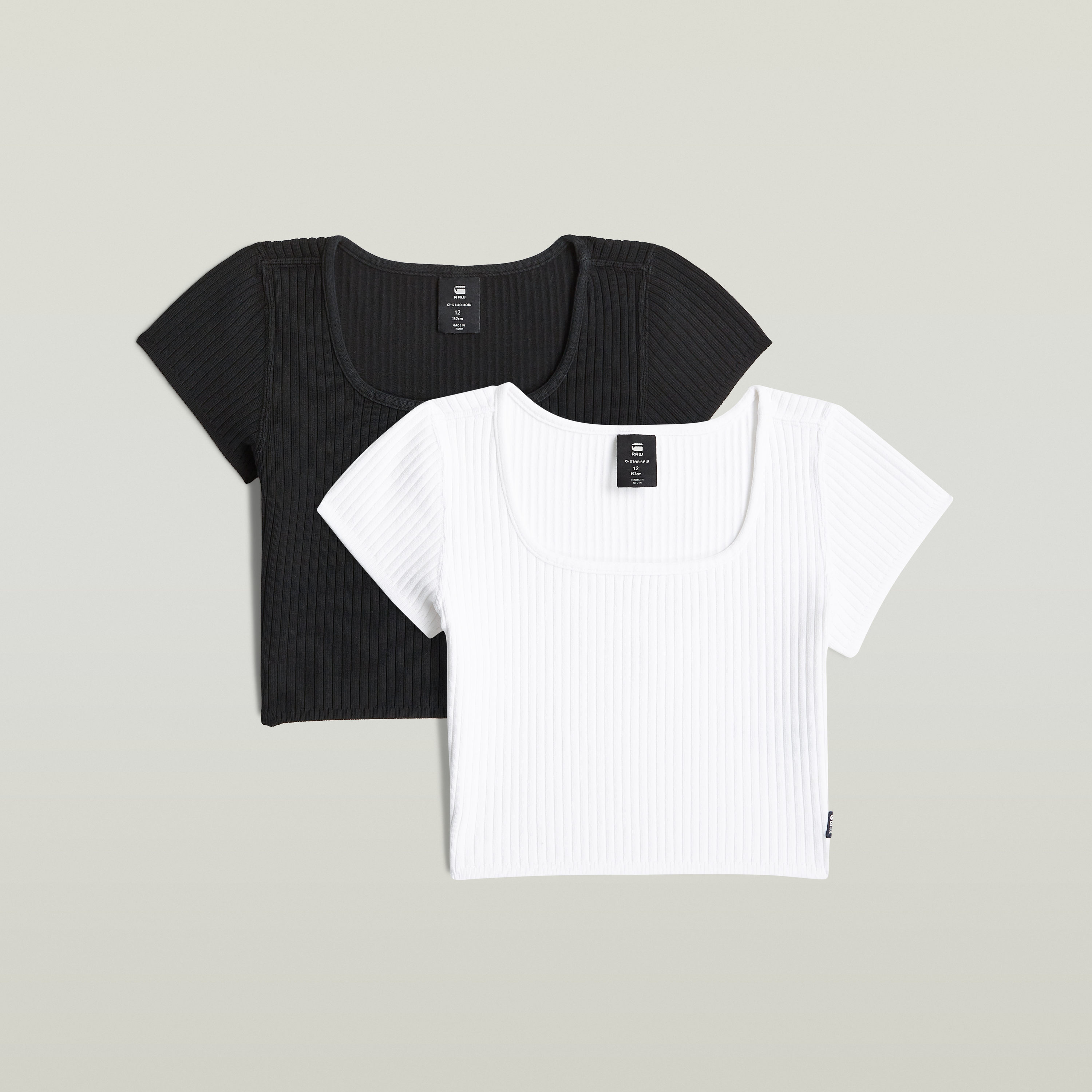 G-STAR T-Shirt "KIDS, SOUTH TEE SS 2-PACK G" Packung, 2 in gerippter Struktur, bauchfrei