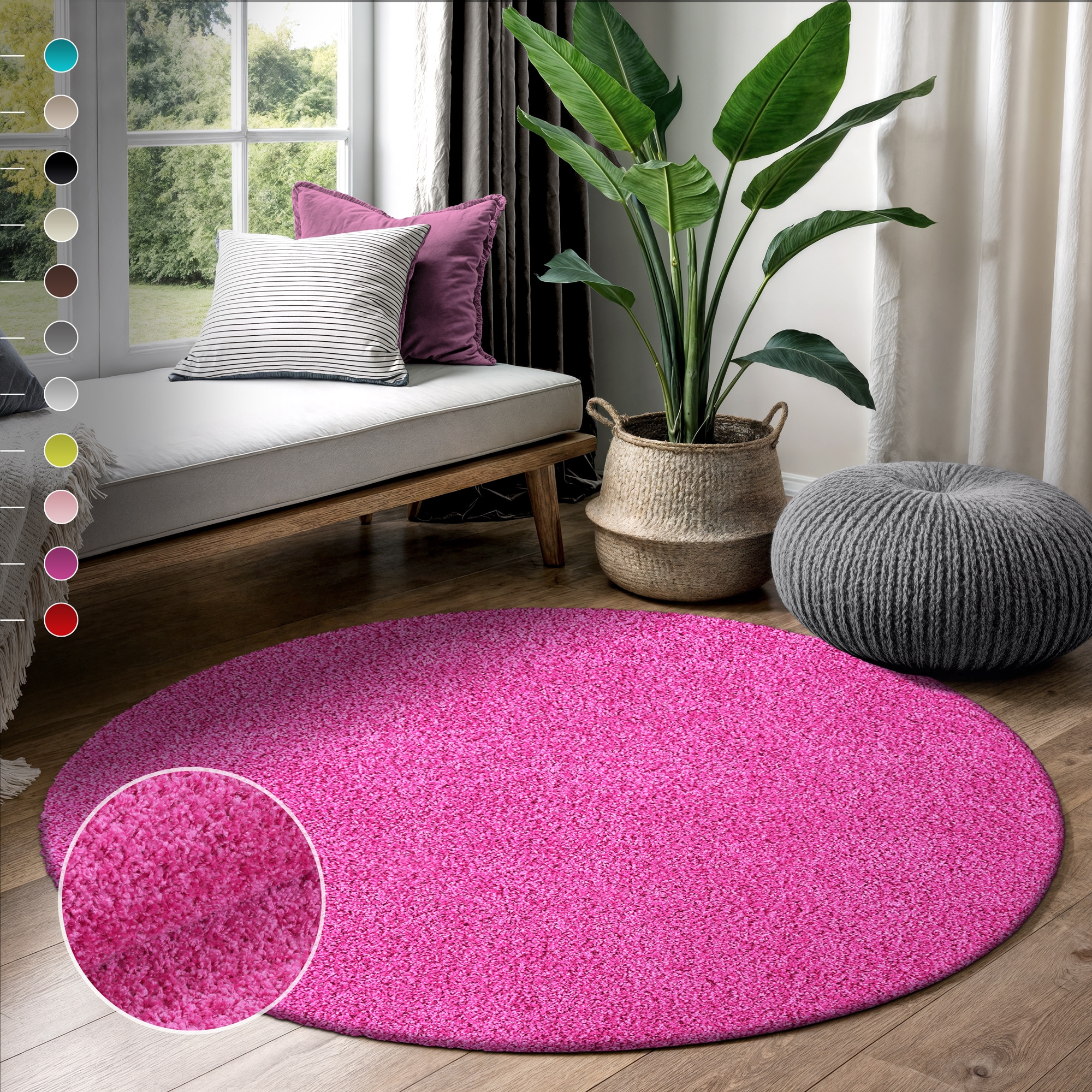 Sanat Hochflor-Teppich "LOCA, auch als Läufer und in Rund" rund 30 mm Höhe Wohnzimmer, Langflor, Shaggy, Schlafzimmer