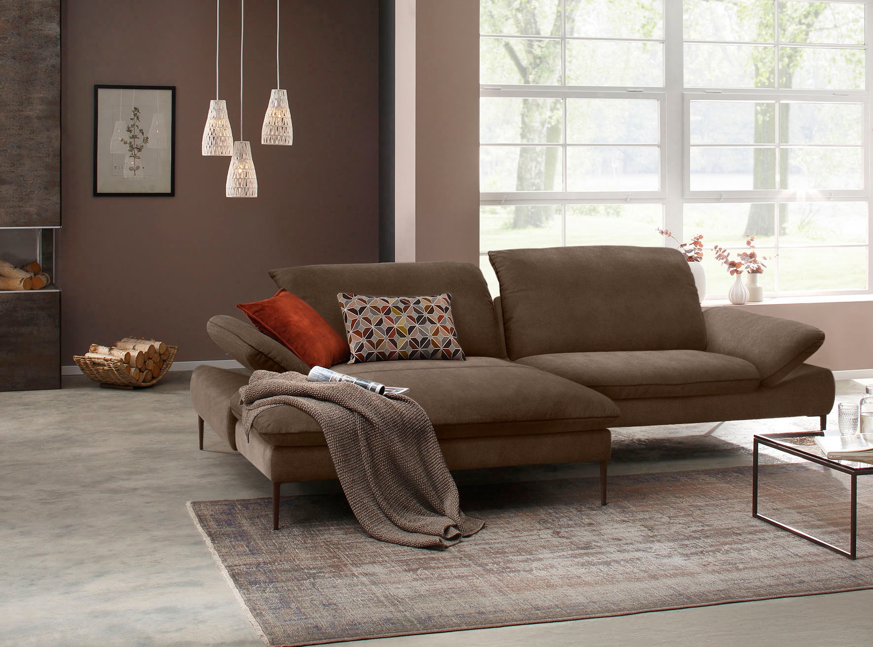 W.SCHILLIG Ecksofa "enjoy&MORE, Designsofa, elegant und bequem, L-Form" Sitztiefenverstellung, Füße bronze pulverbeschichtet, Breite 294 cm