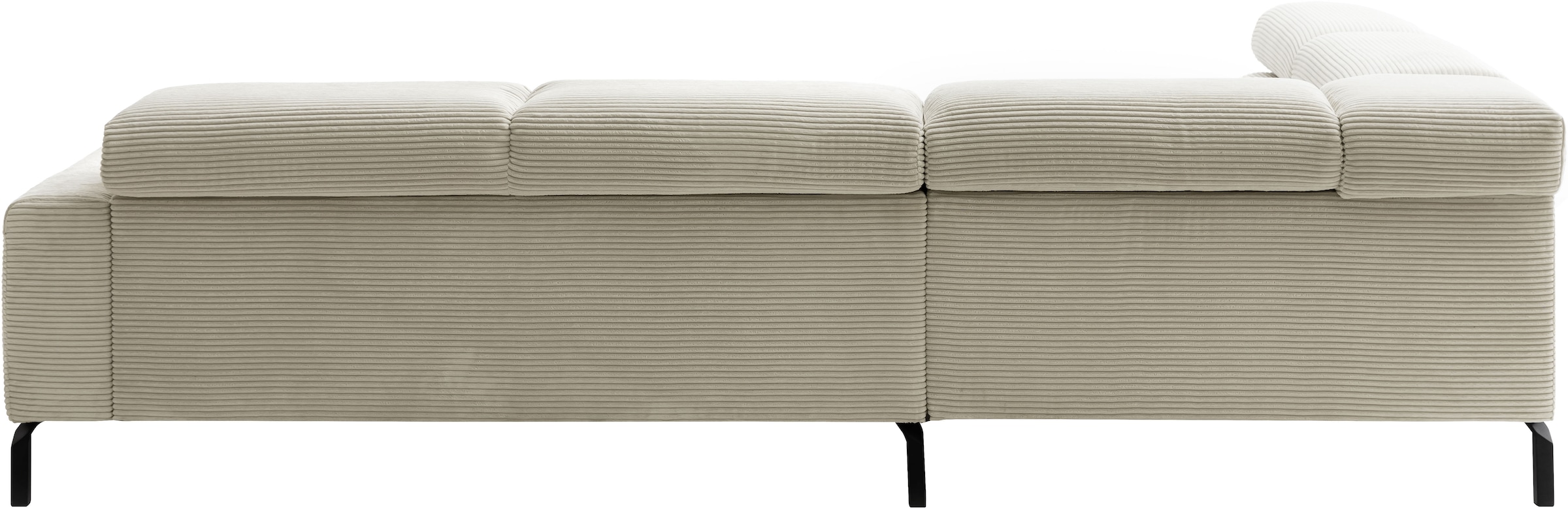 Places of Style Ecksofa »Antonelli, L-Form, inkl. Kopfteilverstellung, Breite 276 cm«, ohne Sitztiefenverstellung, in Cord, natur