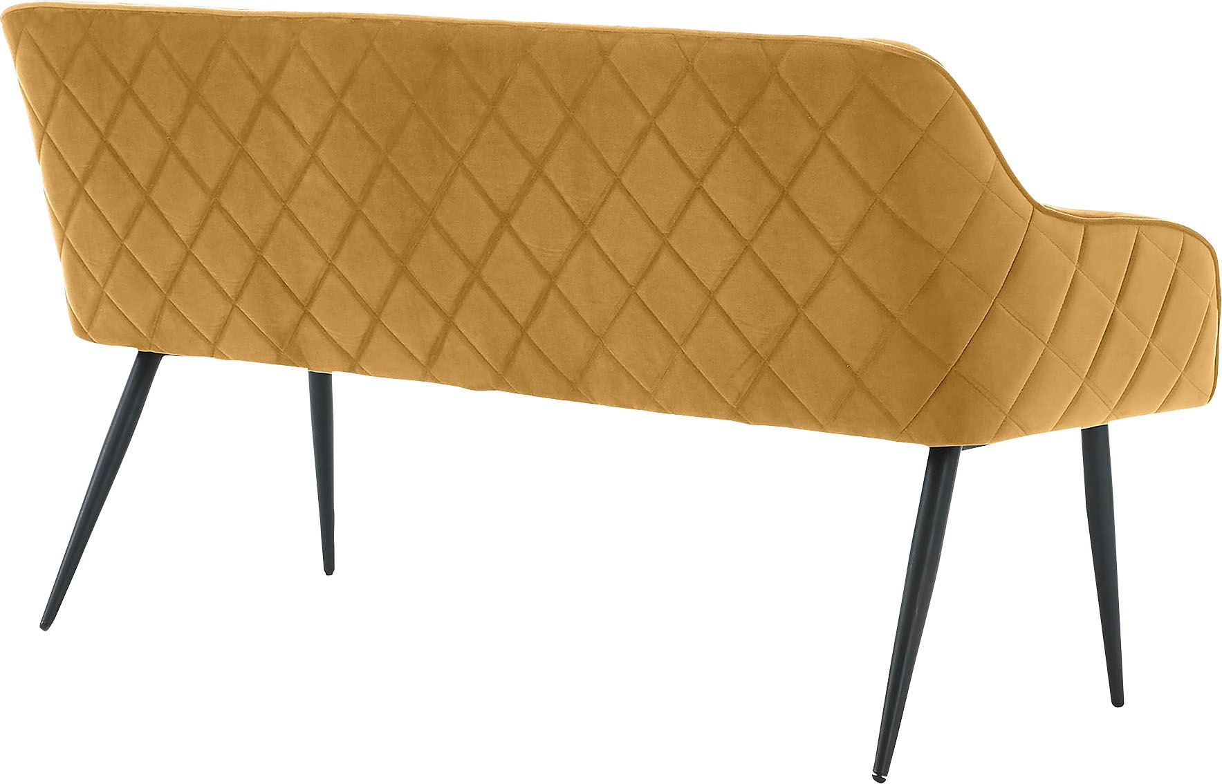 Sitzbank SALESFEVER "Komfortable Sitzbank", gelb (senfgelb, schwarz, schwarz), B:160cm H:85cm T:61cm, Metall, Polyester, Sitzbänke, Sitzbank, mit Armlehnen und Rückensteppung 3
