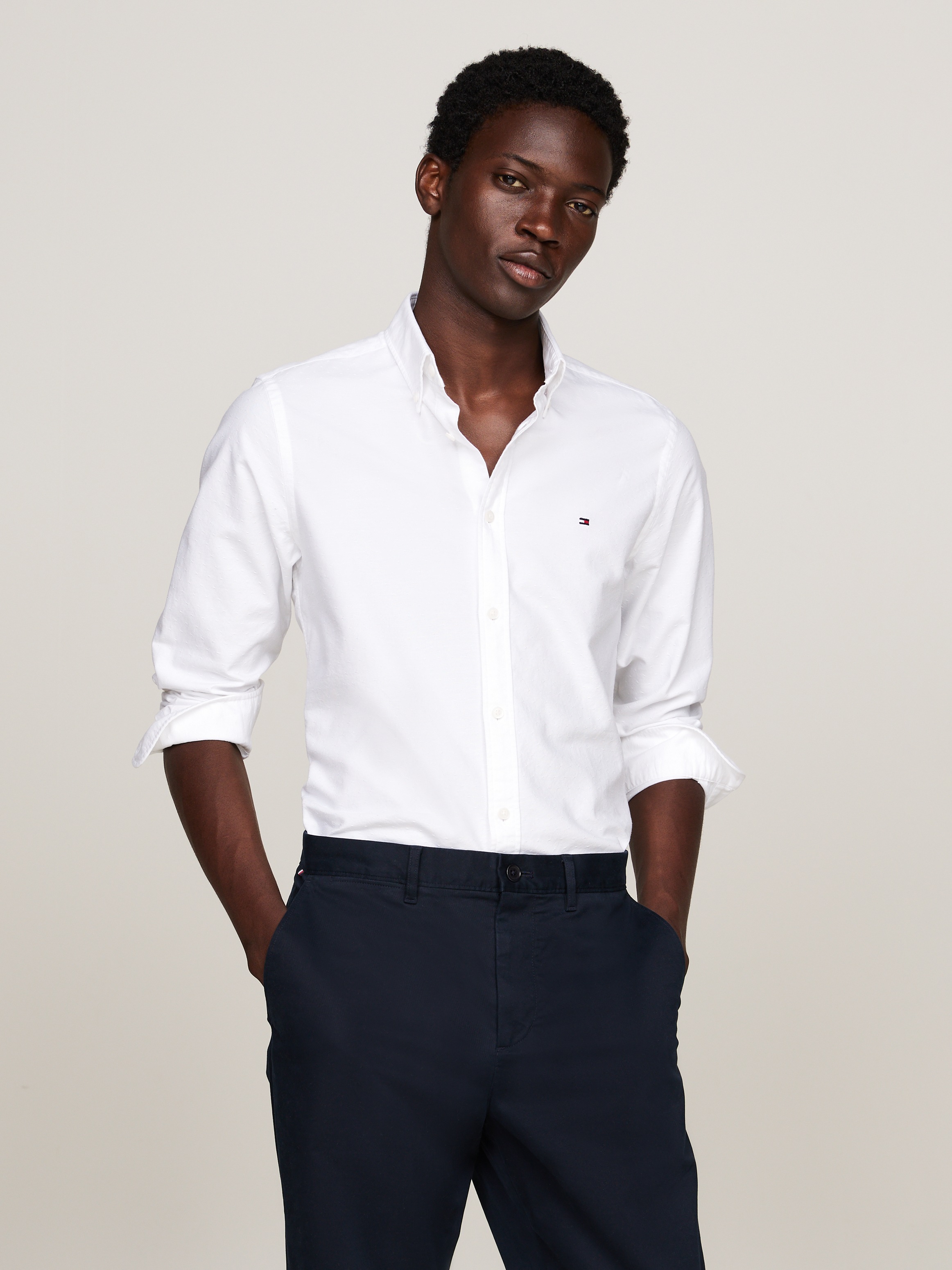Tommy Hilfiger Langarmhemd "OXFORD DOBBY Slim Fit SHIRT" günstig online kaufen