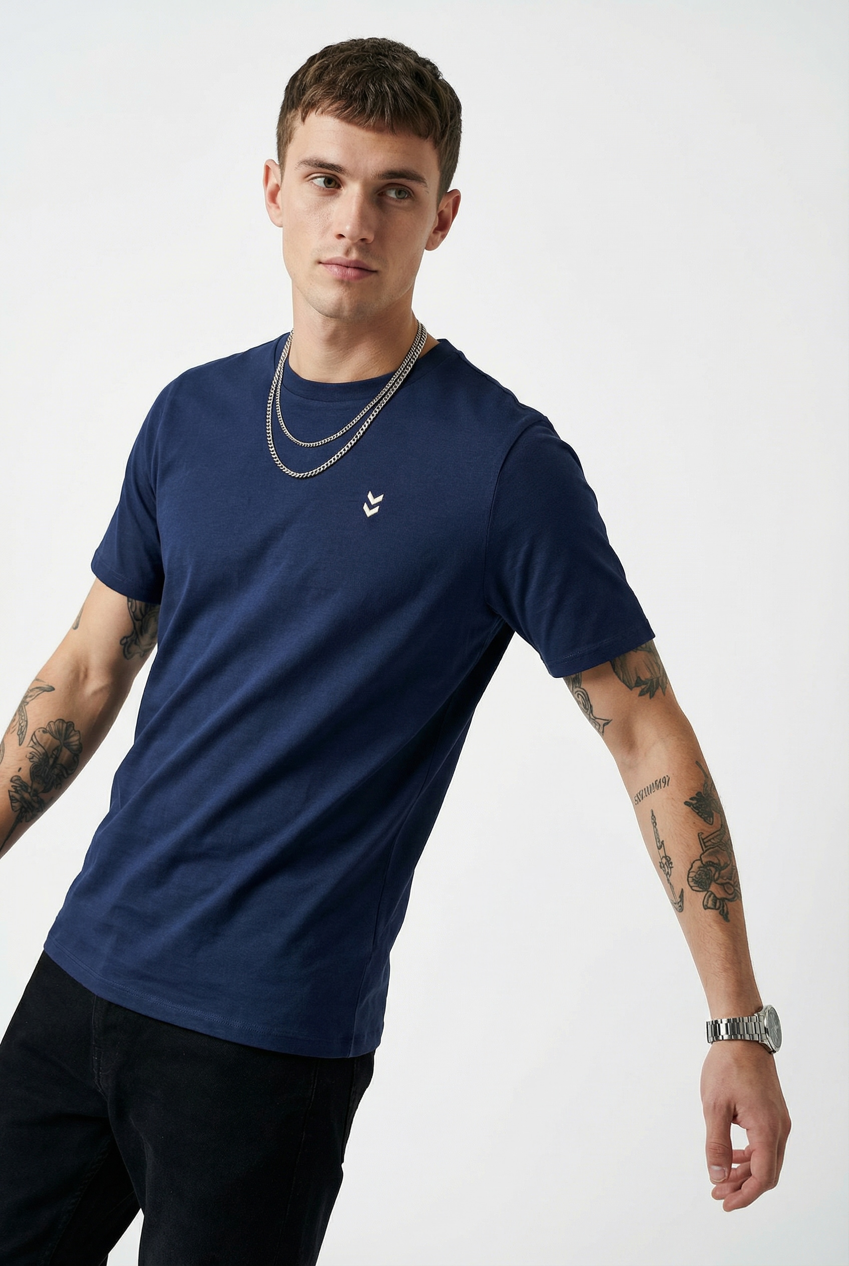 T-Shirt HUMMEL "HMLPULSE T-SHIRT", Herren, Gr. L (52), blau (marineblaus), Obermaterial: 100% Baumwolle, normal, Rundhals, Shirts T-Shirt