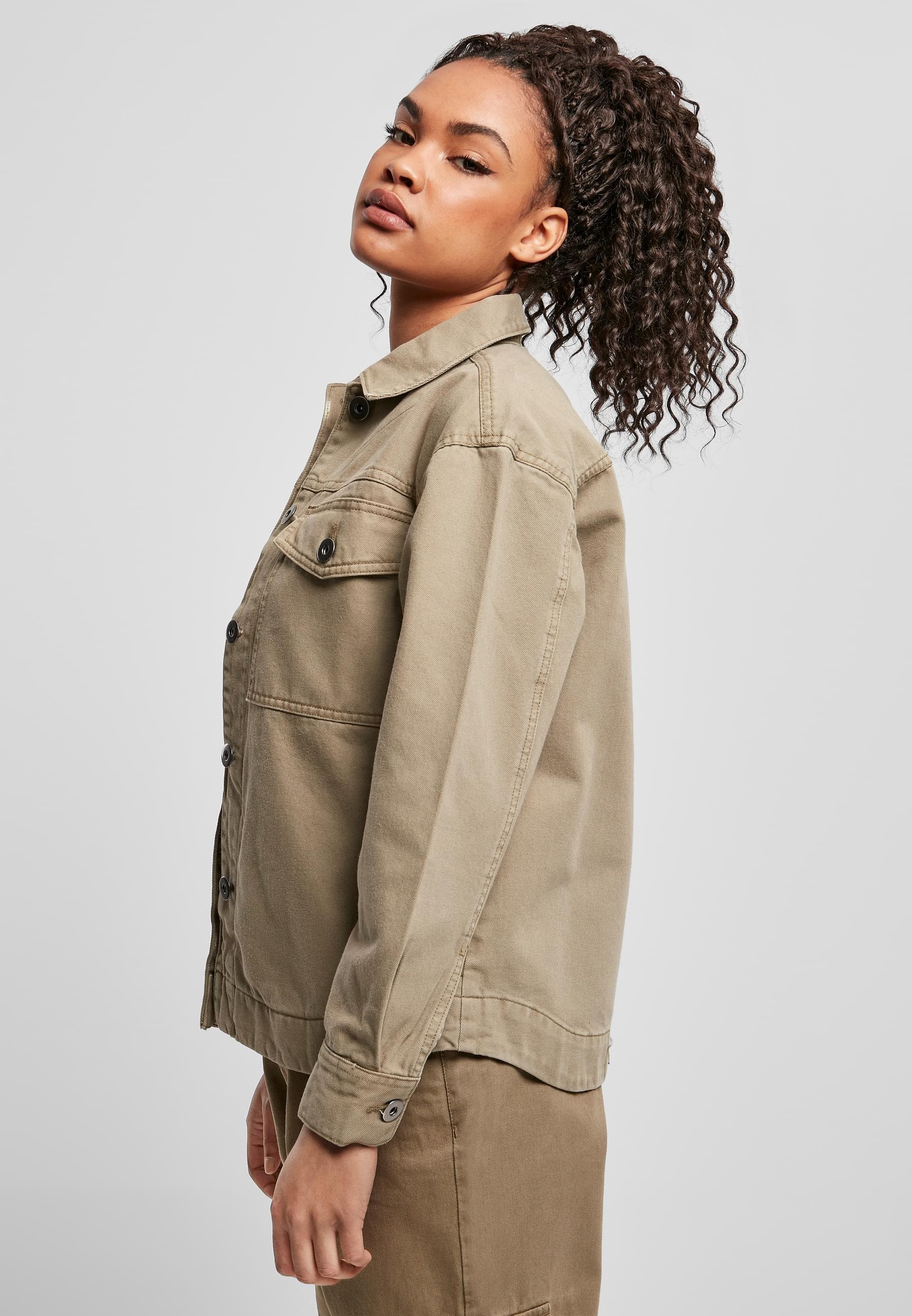 URBAN CLASSICS Allwetterjacke »Urban Classics Damen Ladies Oversized Shirt Jacket«, (1 St.), ohne Kapuze