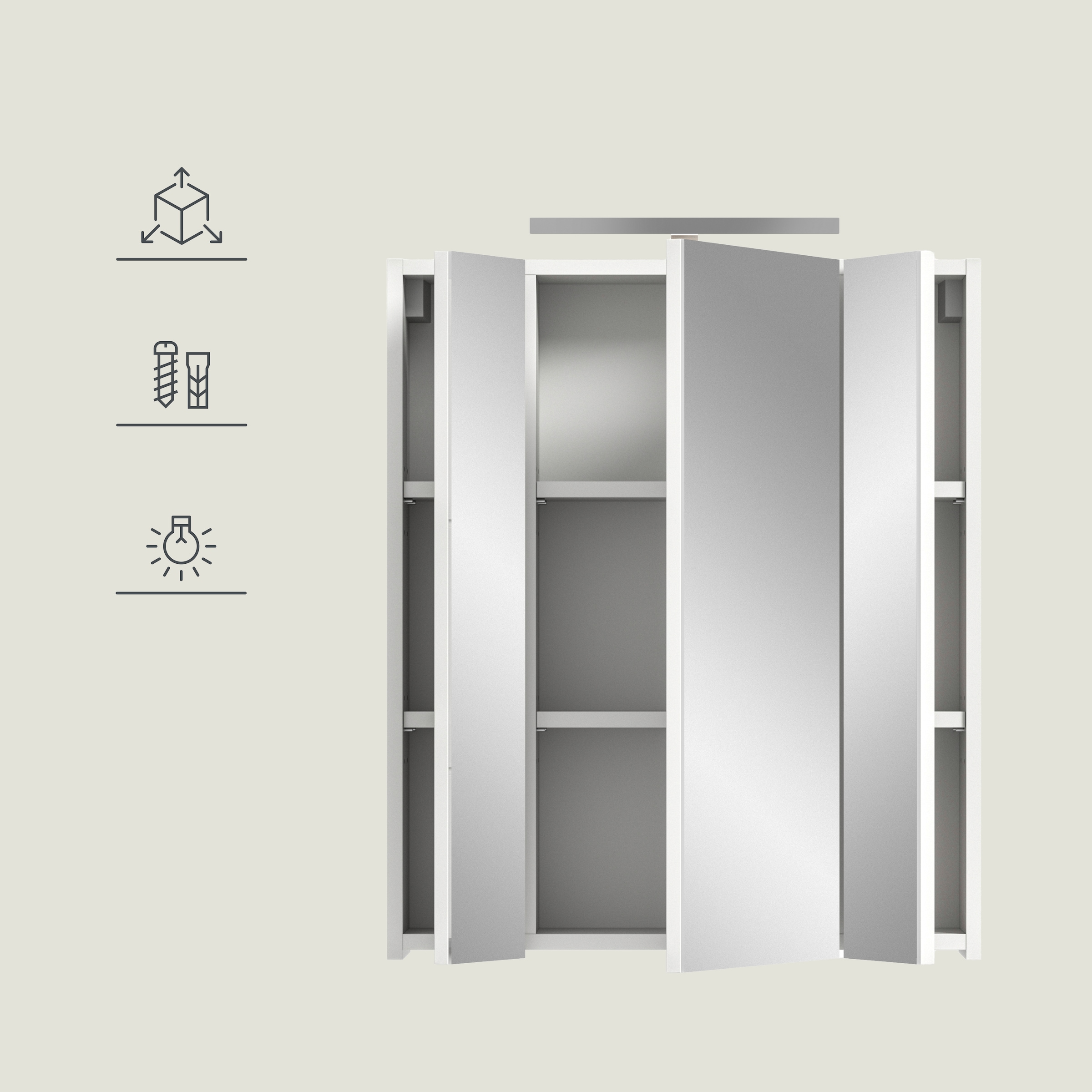 INOSIGN Spiegelschrank, (2 St.), Florenz, Spiegelschrank inkl. Beleuchtung, 3-Türig