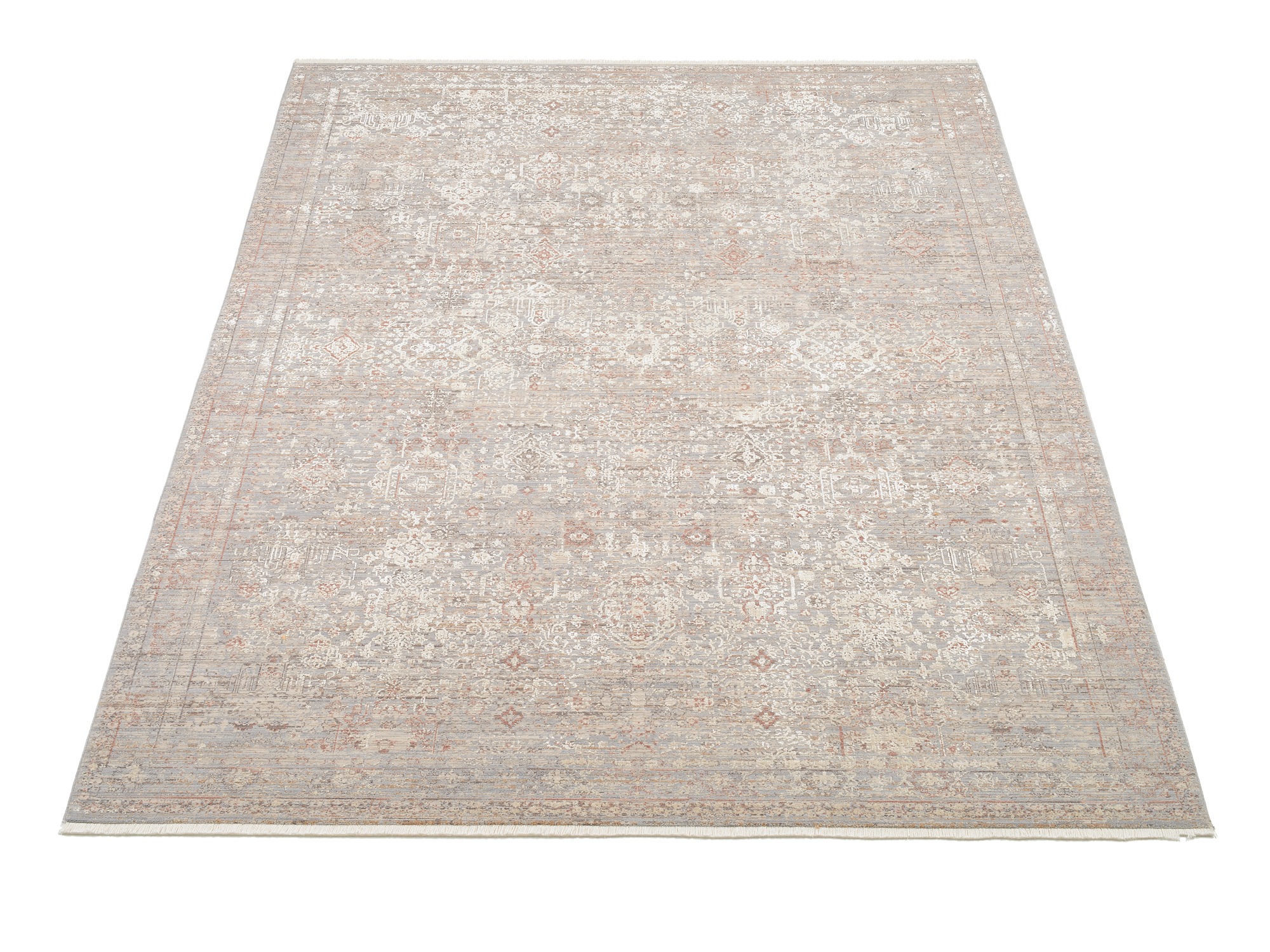 Teppich OCI DIE TEPPICHMARKE "FARBEN GRANDE", beige (natur), B:80cm H:8mm L:150cm, Polyester, Teppiche, Teppich, Klassisches Muster, eingefasst, in 3-D-Optik, mit Fransen