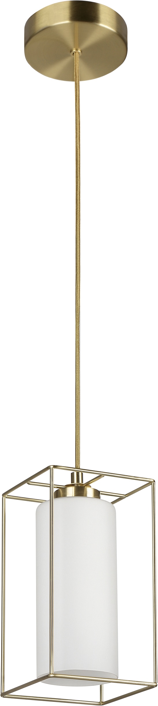Brilliant Pendelleuchte »Dolly« E27 1 Stk. 12,5 x 12,5 x 120 cm, E27-Fassung, Metall/Glas, matt goldfarben/weiß