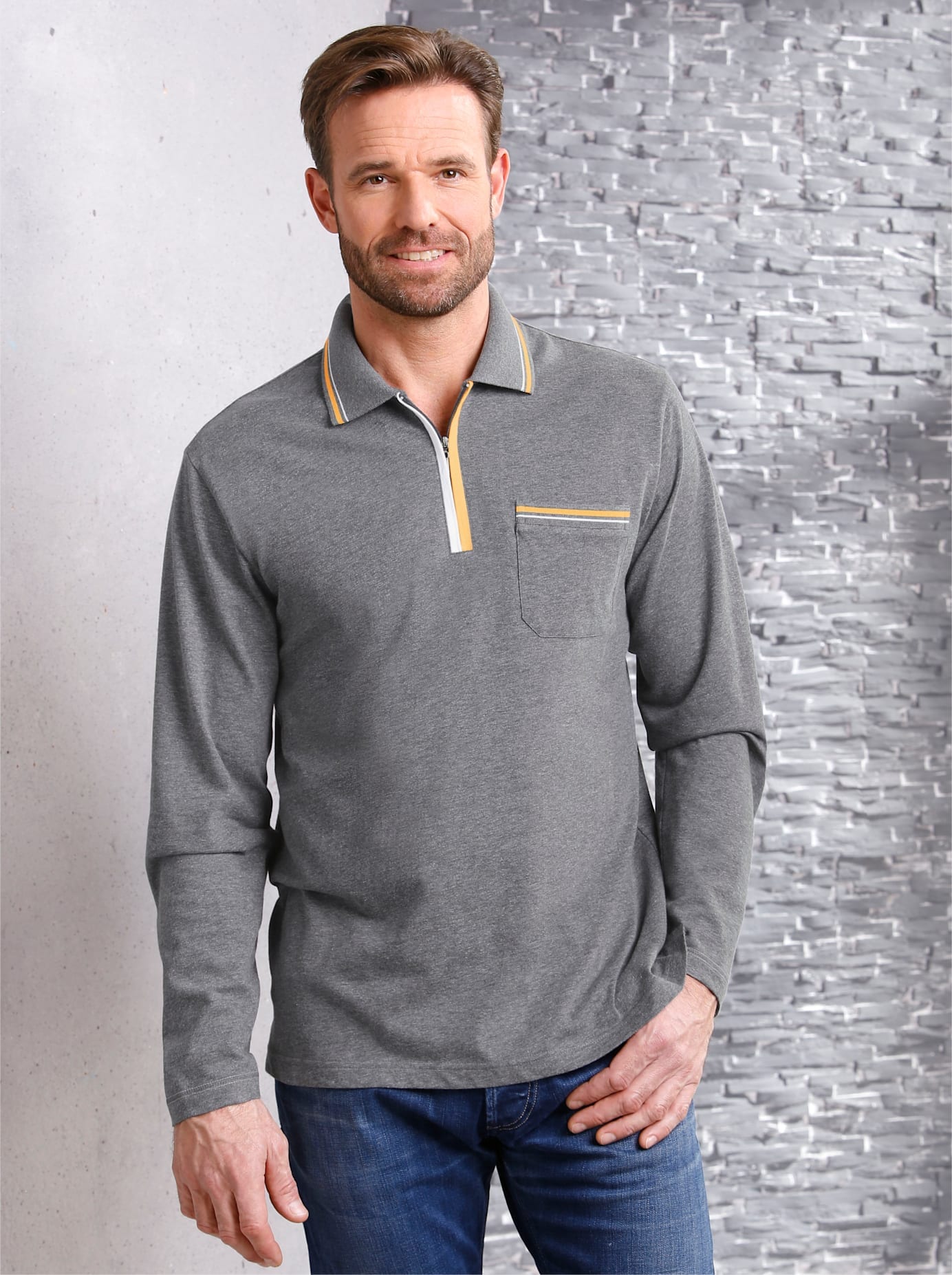Classic Langarm-Poloshirt "Poloshirt" 1 Stk. tlg. günstig online kaufen