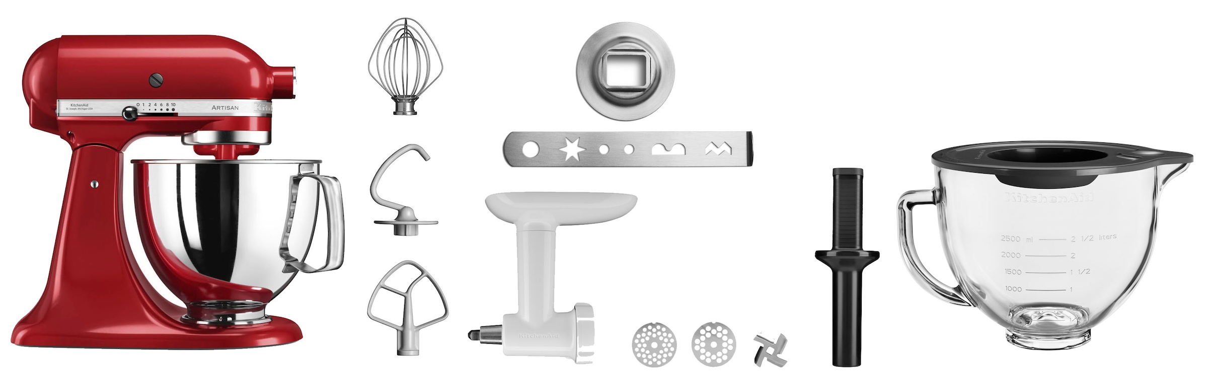 KitchenAid Küchenmaschine "5KSM125EBM SCHWARZ MATT" Gratis Fleischwolf, Schüssel, Spritzgebäckvorsatz (Wert: ca.238,- UVP)
