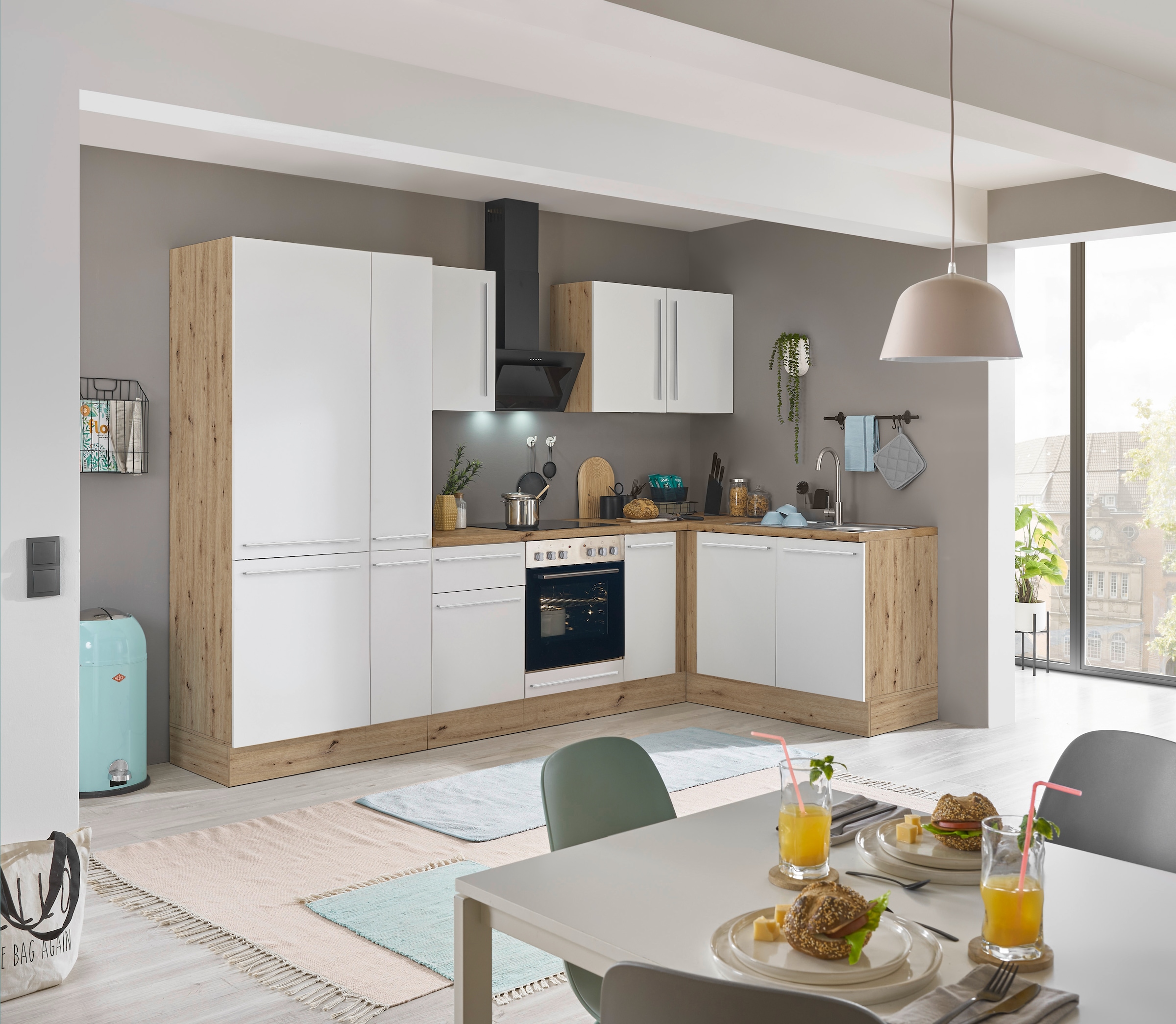 KOCHSTATION Winkelküche »Florida, Stellbreite 300x165 cm«, wahlweise mit E-Geräten, mit Softclose für Türen und Schubkästen
